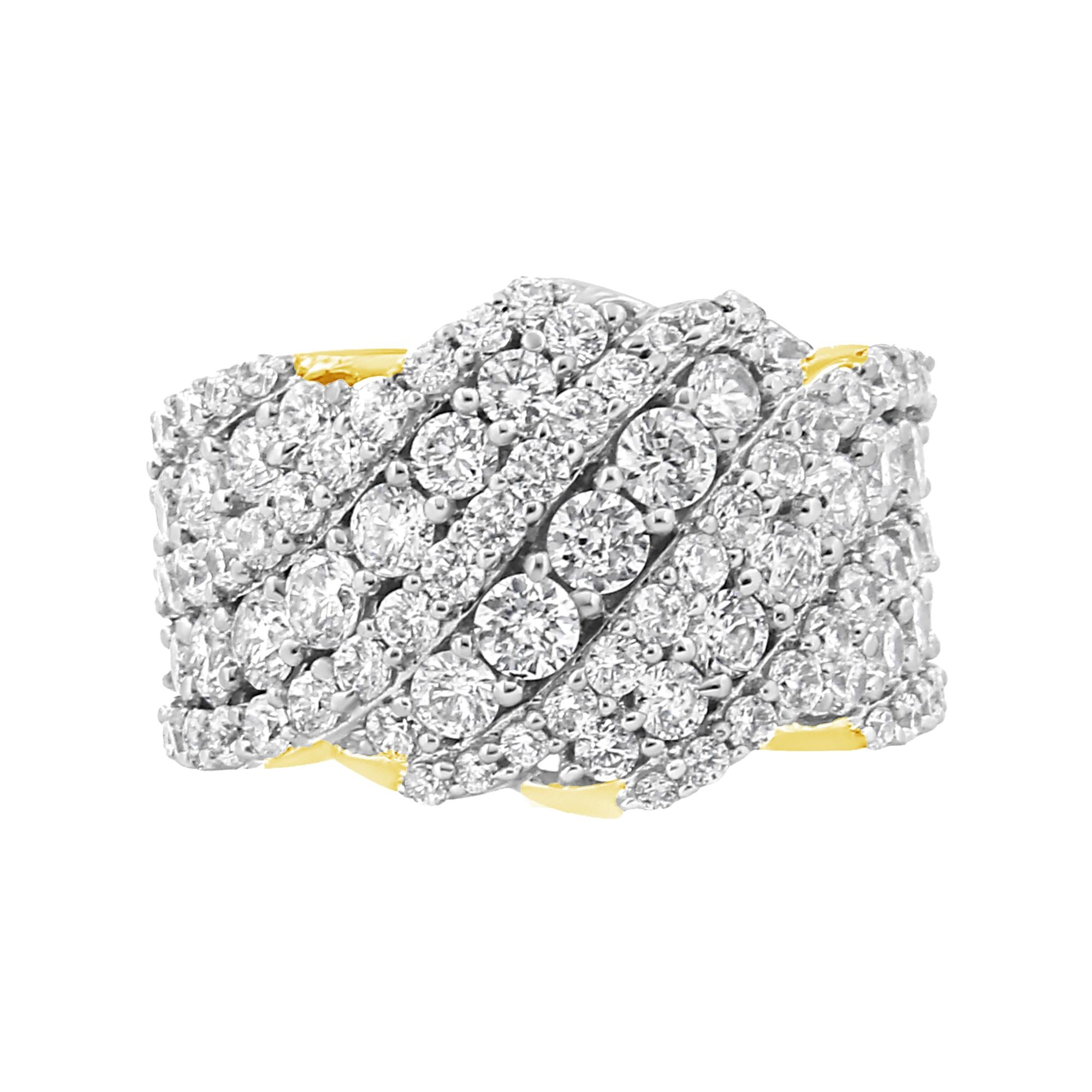 10K Gold 3.00 Cttw Diamond Multi Row Cluster Band Ring (I-J Color, I3 Clarity)-3