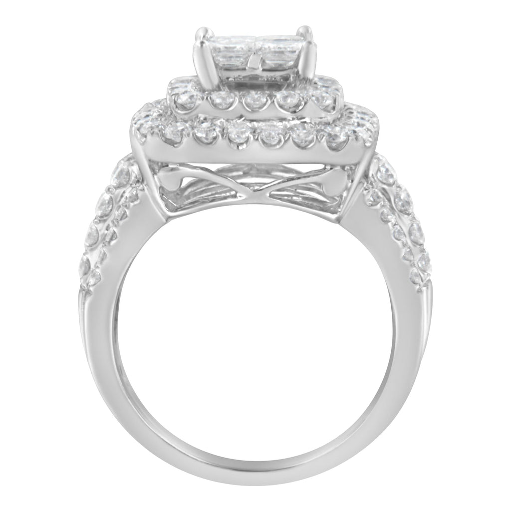 14KT White Gold Round and Princess Diamond Ring (2 1/4 cttw, H-I Color, SI1-SI2 Clarity)-1