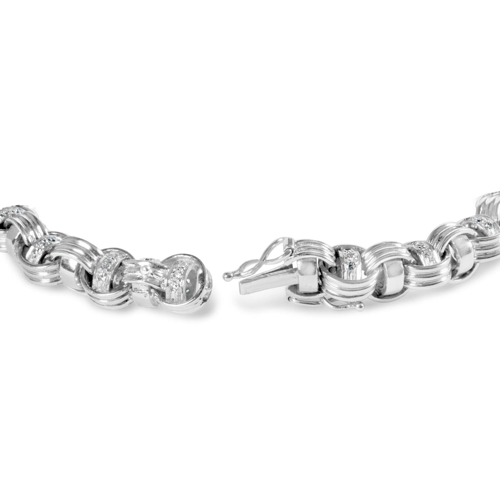 14K White Gold 1/2 Cttw Diamond Knotted Byzantine Link Bracelet (H-I Color, I2-I3 Clarity) - 7" Inches-1