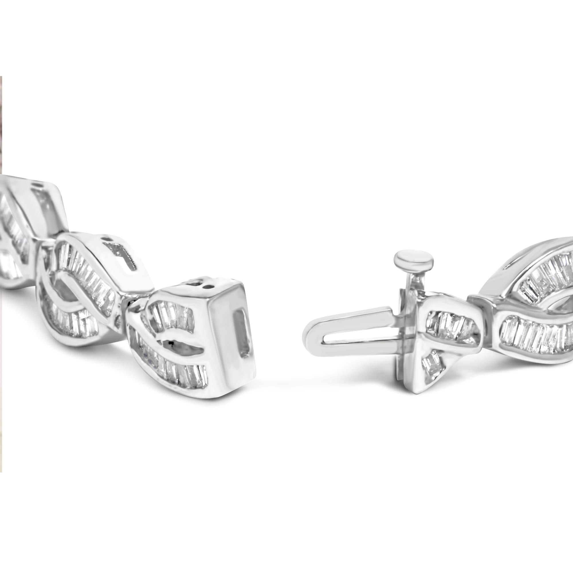 14K White Gold 2.00 Cttw Channel Set Baguette Diamond Vintage Style Link Bracelet (G-H Color, SI1-SI2 Clarity) - 7.25"-1