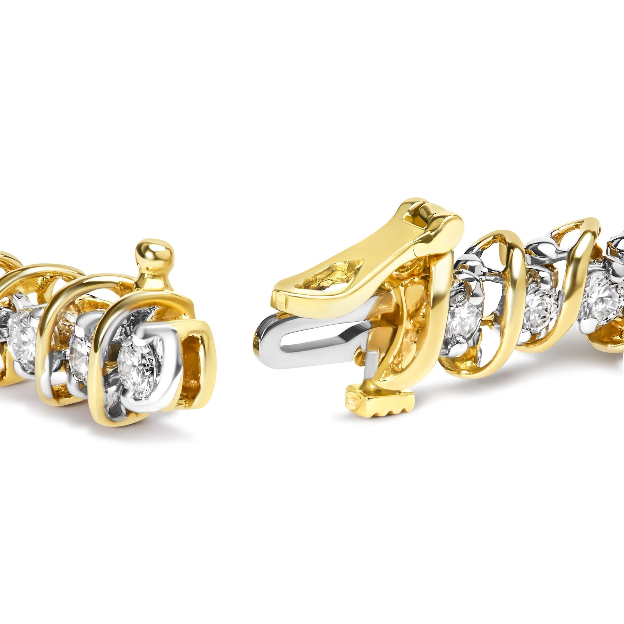 18K Yellow Gold 4.0 Cttw Round-Cut Diamond S-Link 7" Inch Tennis Bracelet (I-J Color, SI1-SI2 Clarity)-1