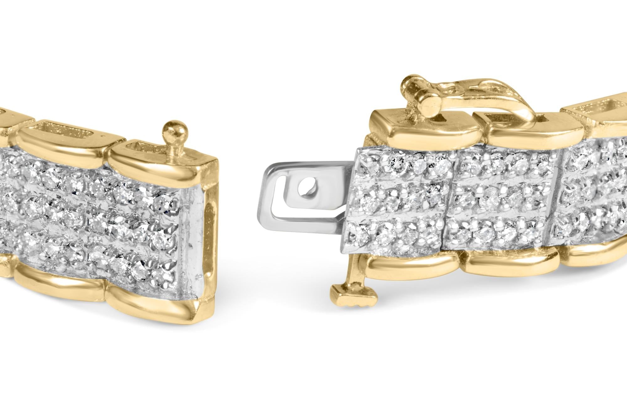 10K Yellow Gold 5.00 Cttw Round-Cut Diamond Link 7" Bracelet (J-K Color, I1-I2 Clarity)-1