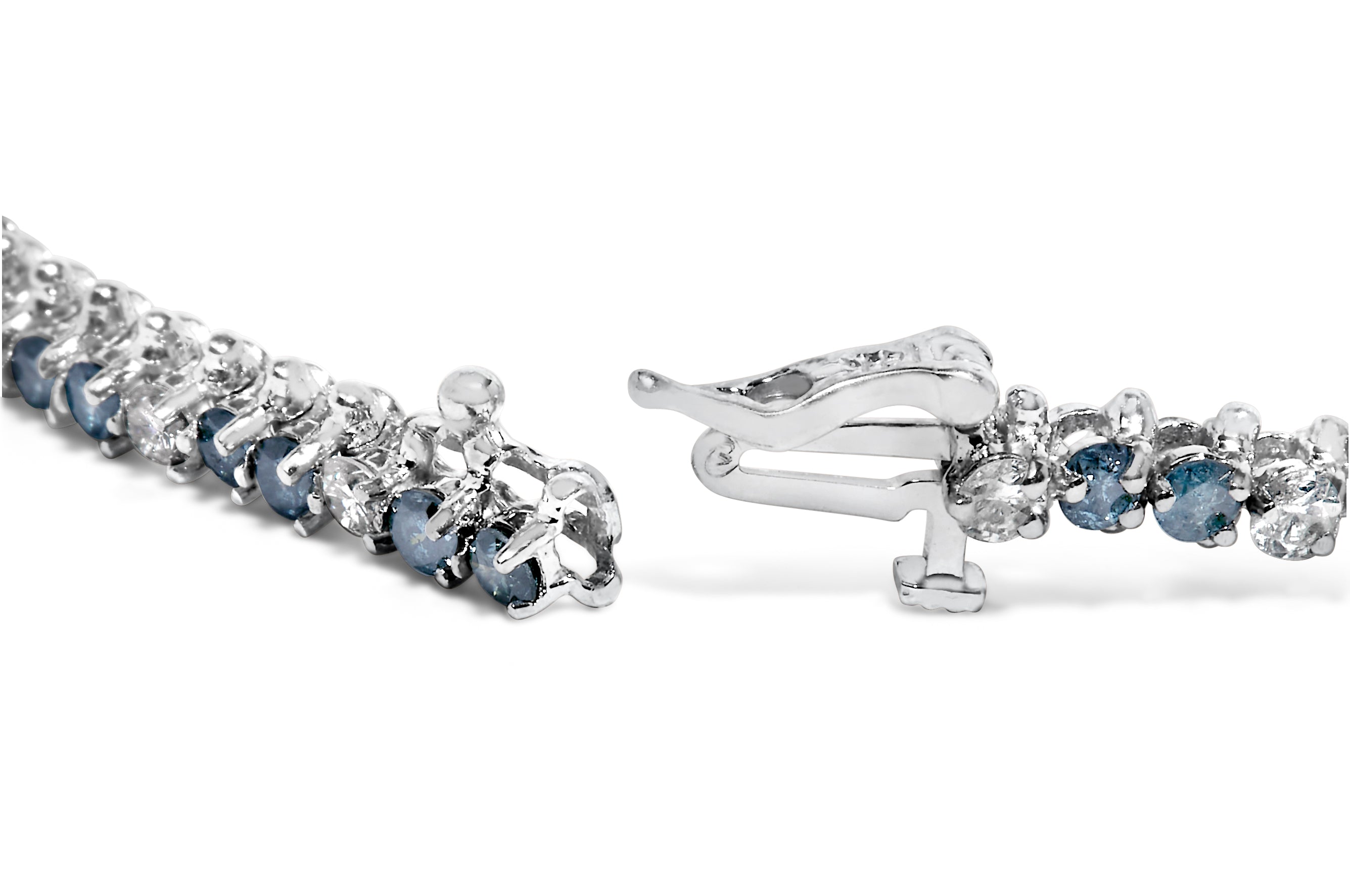 14K White Gold White And Treated Blue Diamond Bracelet (4 5/8 cttw, H-I Color, I1-I2 Clarity)-1