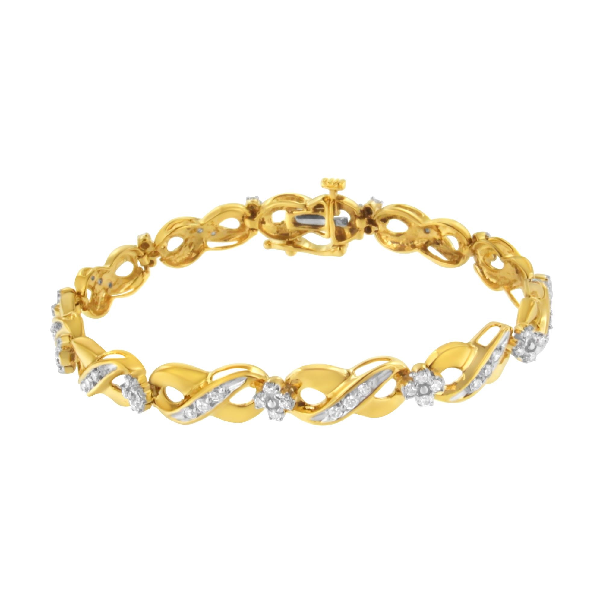 10K Yellow Gold Round-Cut Diamond Infinite Love Bracelet (1.00 cttw, I-J Color, I2-I3 Clarity)-1