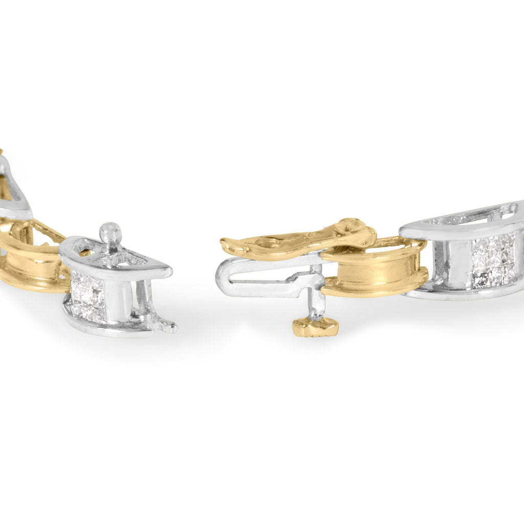 14K Two-Tone Gold 1.00 Cttw Princess-Cut Diamond Chain Link 7" Bracelet (H-I Color, SI1-SI2 Clarity)-1