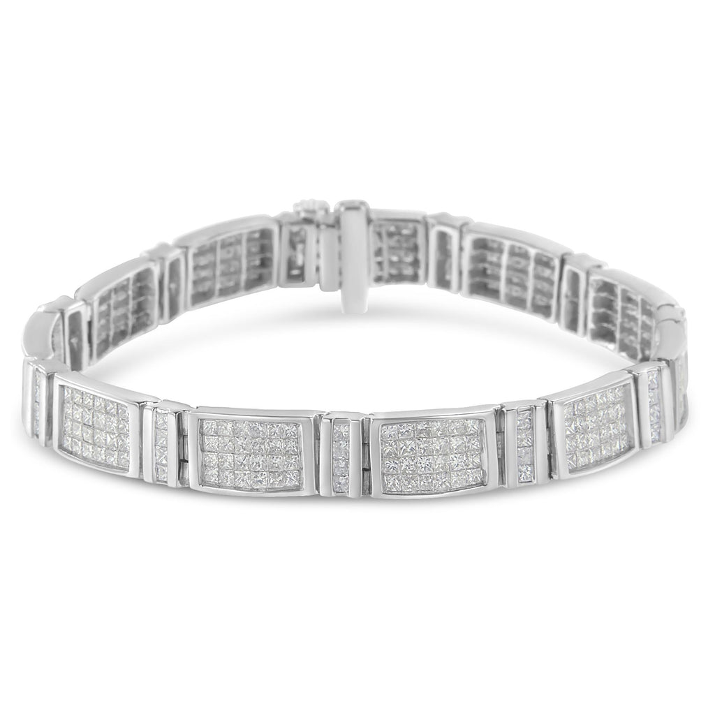 14K White Gold 7.0 Cttw Princess Cut Diamond 7" Alternating Vertical and Horizontal Rectangular Link Tennis Bracelet (H-I Color, SI2-I1 Clarity)-1