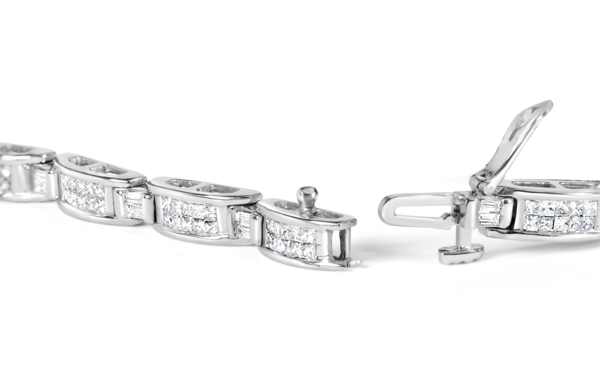 14K White Gold 2.0 Cttw Baguette and Princess-Cut Diamond Tennis Bracelet (H-I Color, SI1-SI2 Clarity) - 7"-1