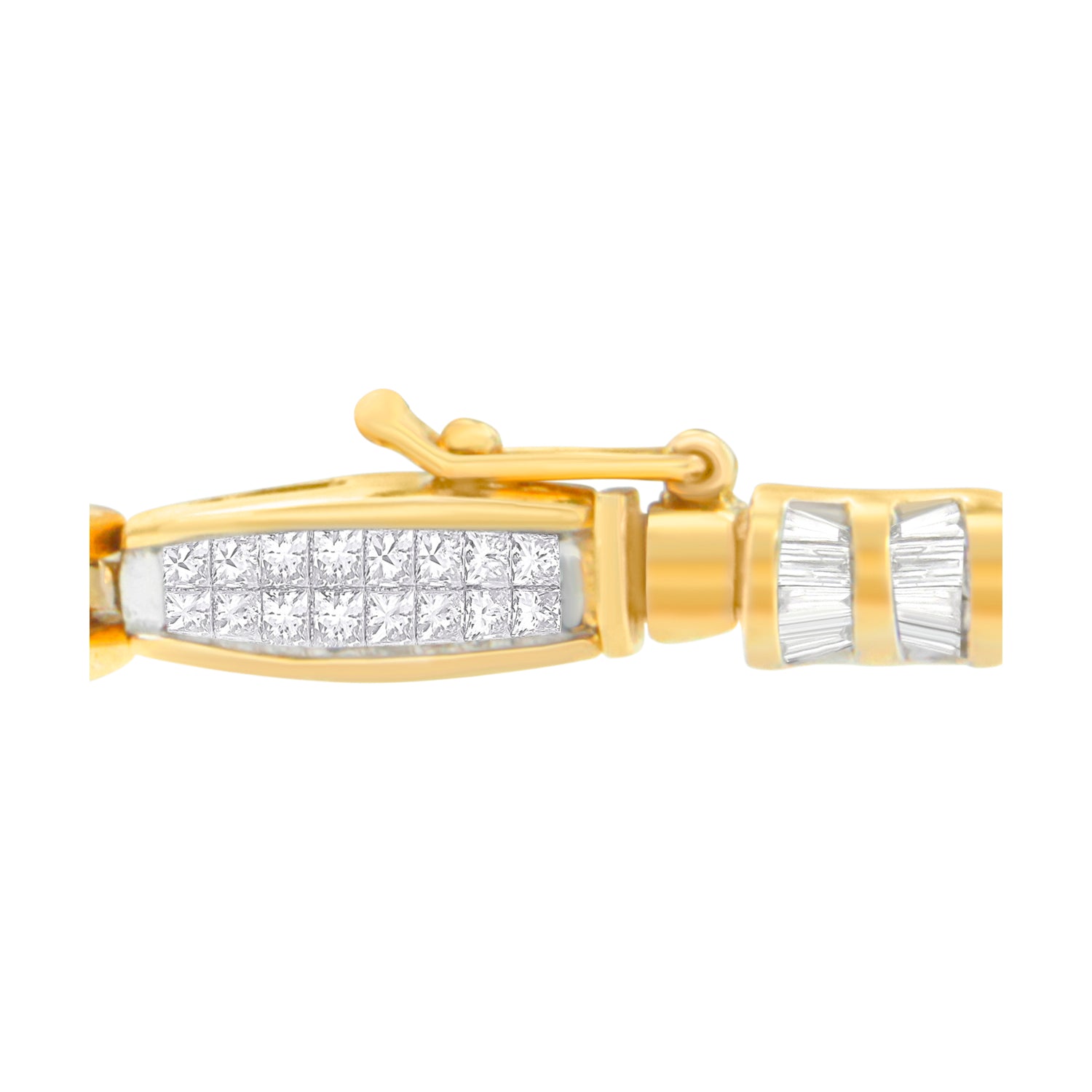 14K Yellow Gold Princess and Baguette Cut Diamond Beaded Bracelet (3.00 cttw, H-I Color, SI1-SI2 Clarity)-1
