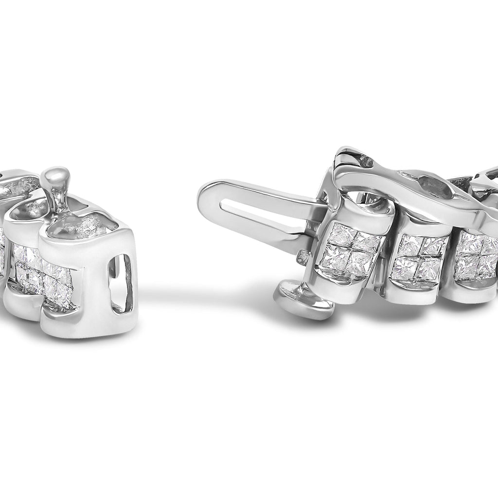 14K Gold 3.0 Cttw Princess Cut Quad Invisible Set Tennis Bracelet (H-I Color, SI1-SI2 Clarity) - 7”-2