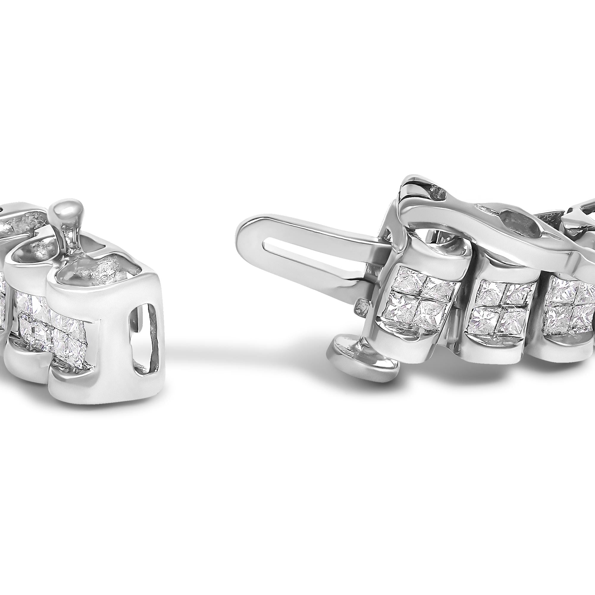 14K Gold 3.0 Cttw Princess Cut Quad Invisible Set Tennis Bracelet (H-I Color, SI1-SI2 Clarity) - 7”-2