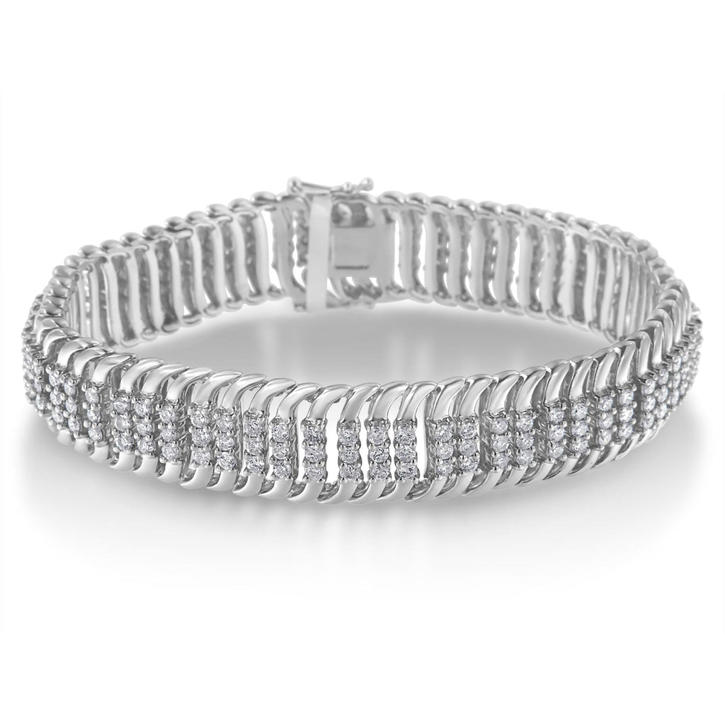 14K White Gold 5.0 Cttw Round Brilliant Cut Diamond 7" S Wave Serpentine Tennis Bracelet (H-I Color, I1-I2 Clarity)-1