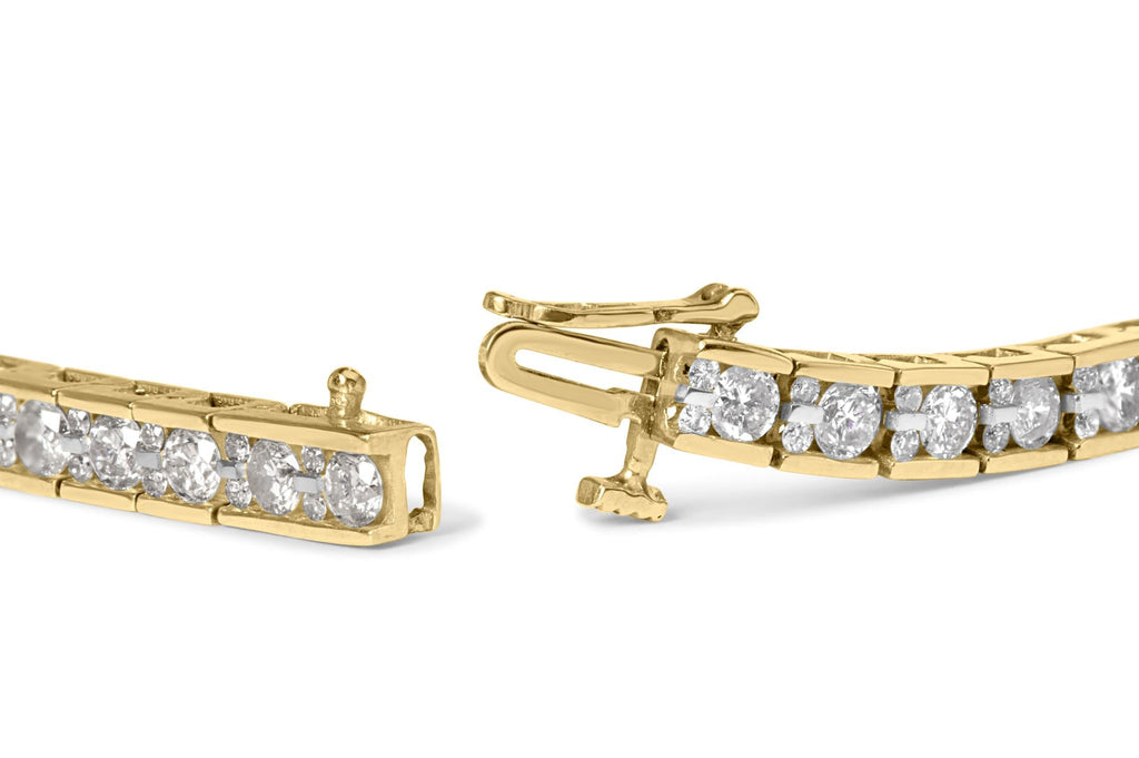 10K Yellow Gold 4.00 Cttw Channel Set Round Diamond Tennis 7" Bracelet (J-K Color, I1-I2 Clarity)-1