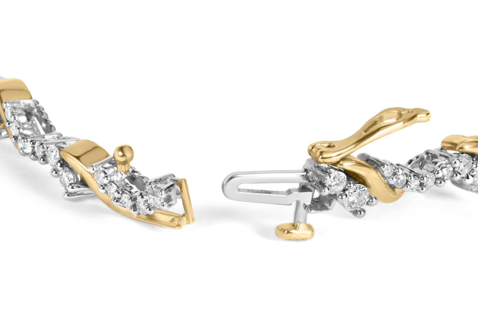 10K Yellow and White Gold 2.00 Cttw Diamond "S" Link 7" Bracelet (H-I Color, I2-I3 Clarity)-1