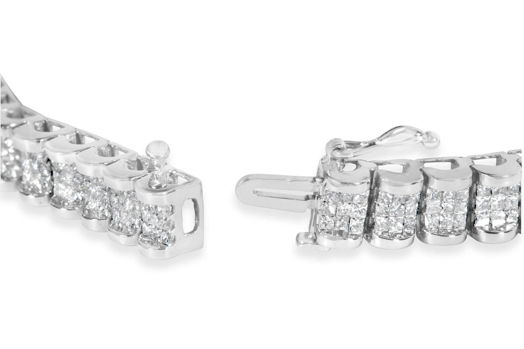 14K White Gold 5.00 Cttw Invisible Set Princess-Cut Diamond Belt and Buckle Tennis 7" Bracelet (H-I Color, SI1-SI2 Clarity)-1