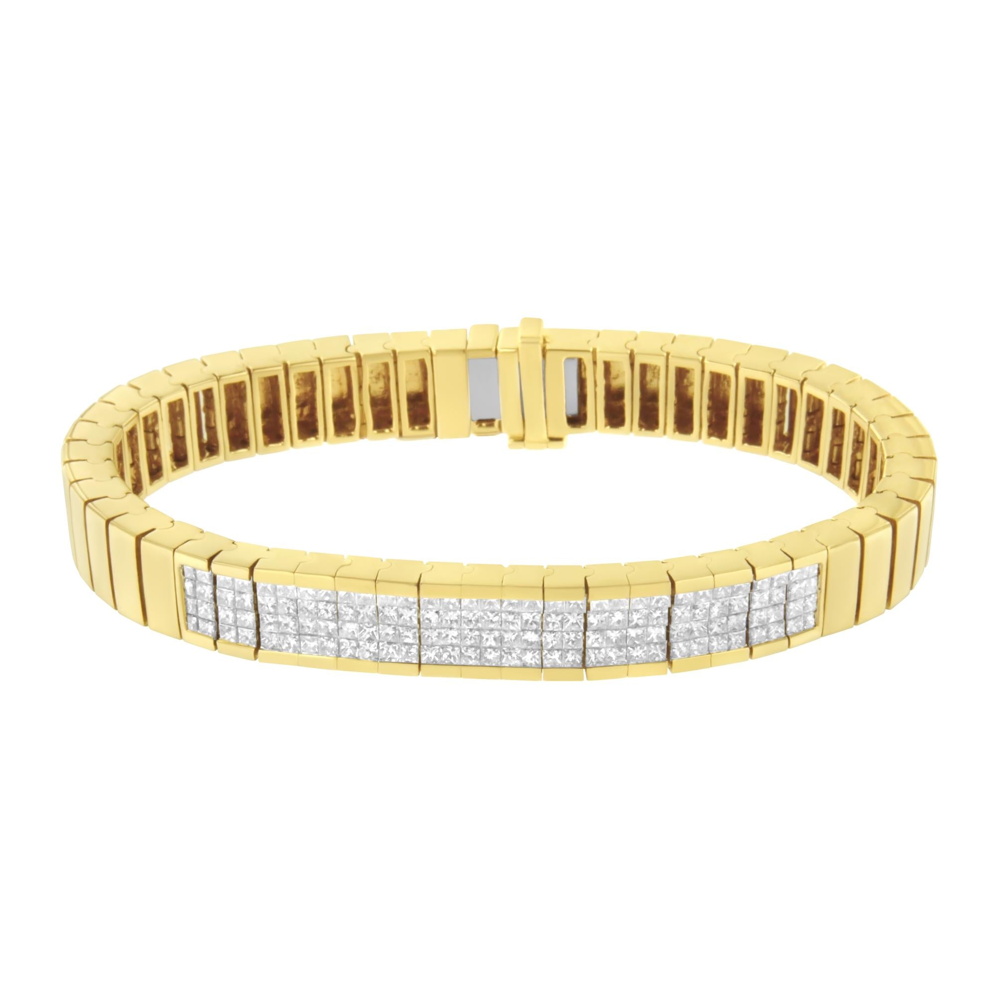 14K Yellow Gold 3 5/8 cttw Invisible Set Princess-Cut Diamond ID Tennis Bracelet (I-J Color, SI1-SI2 Clarity) - Size 7"-1