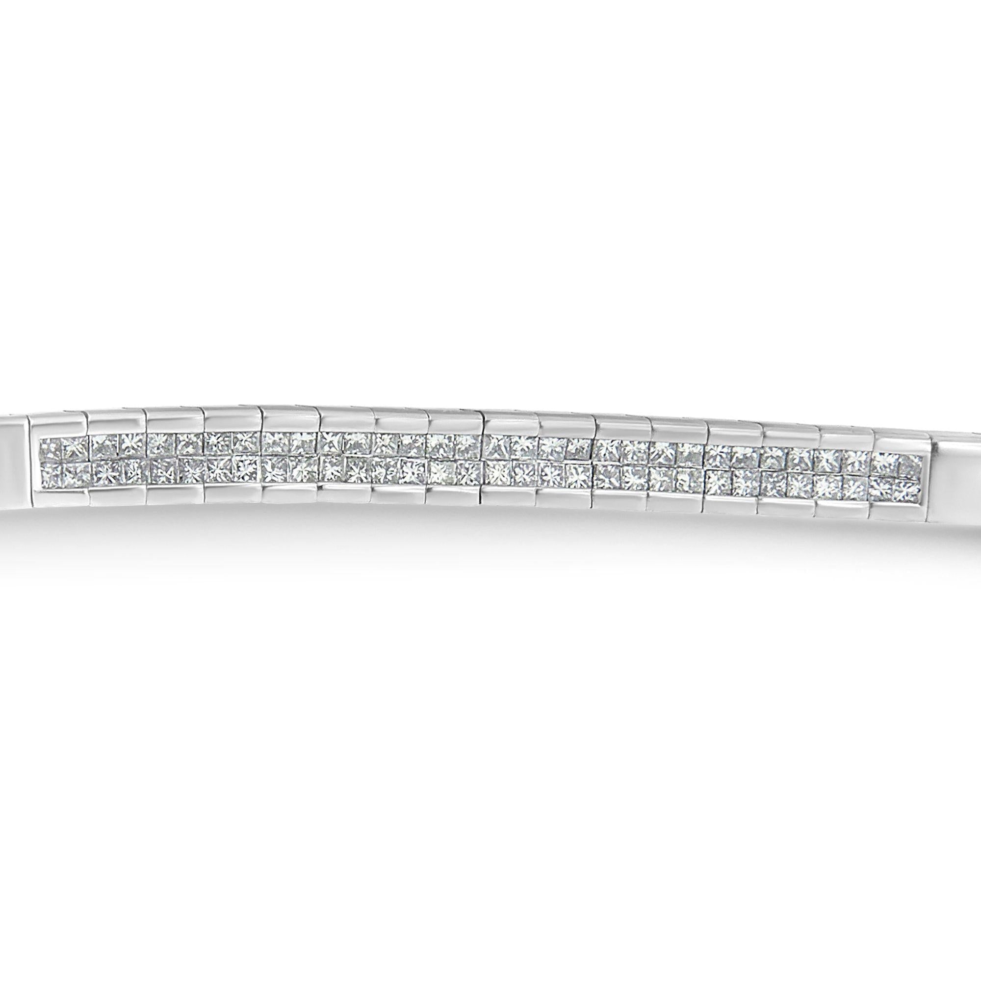 14K White Gold Princess Cut Diamond Bracelet (1.00 cttw, H-I Color, SI1-SI2 Clarity)-1