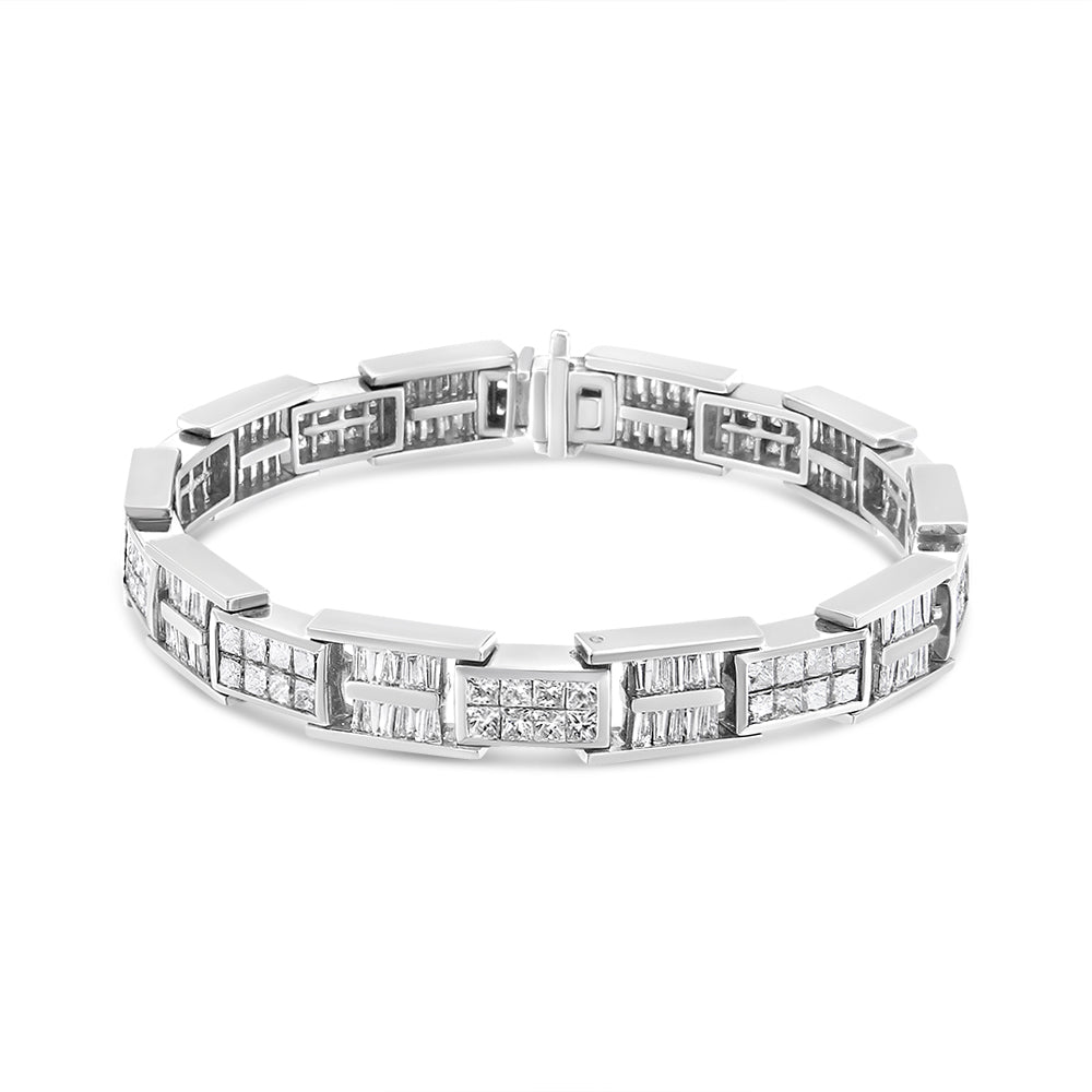 14K White Gold 10 5/8 Cttw Diamond Panel Link Bracelet  - 7" Inches-1
