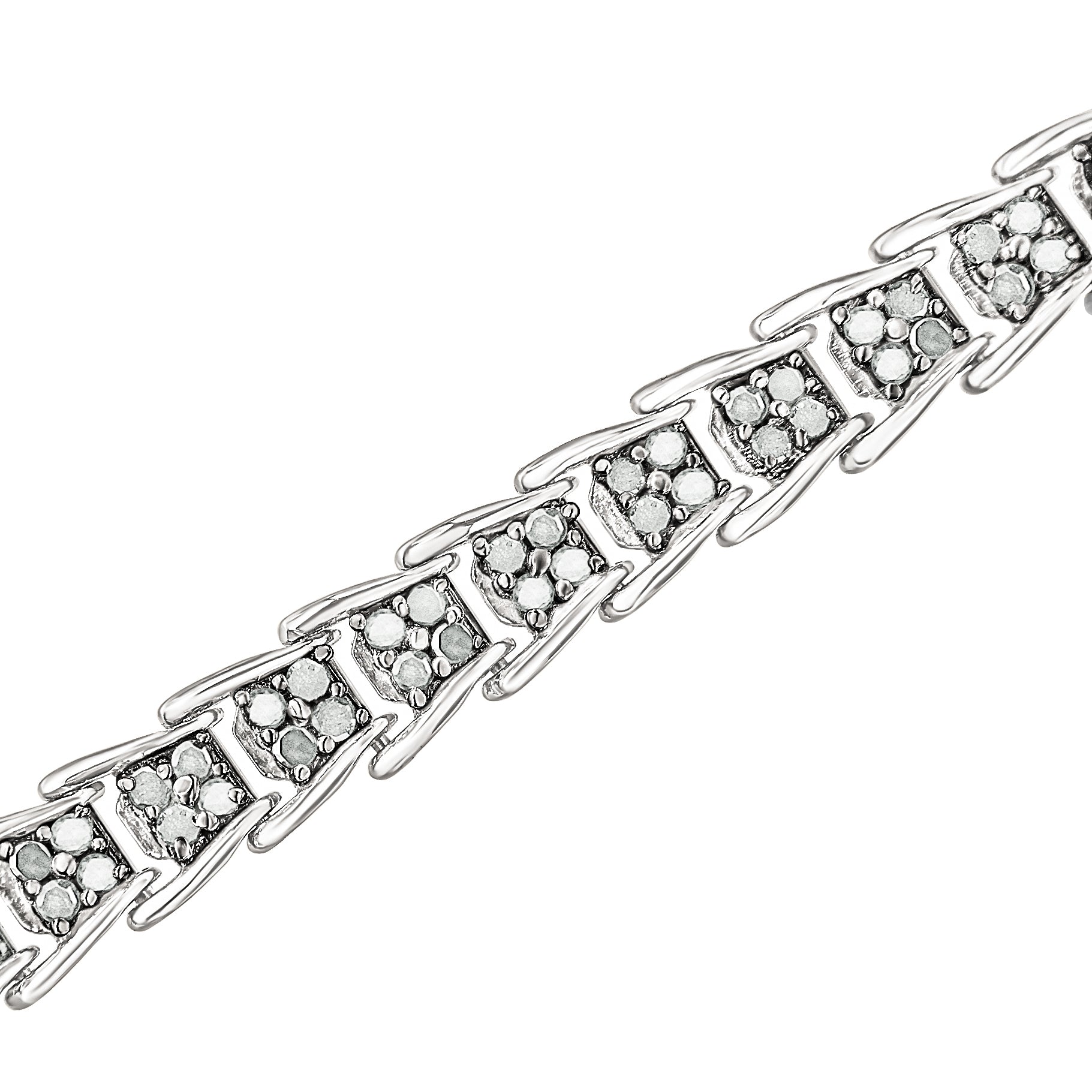 10k White Gold 2 cttw Diamond Fan-Shaped Link Tennis Bracelet (I-J Clarity, I3 Color) - Size 7.25"-1