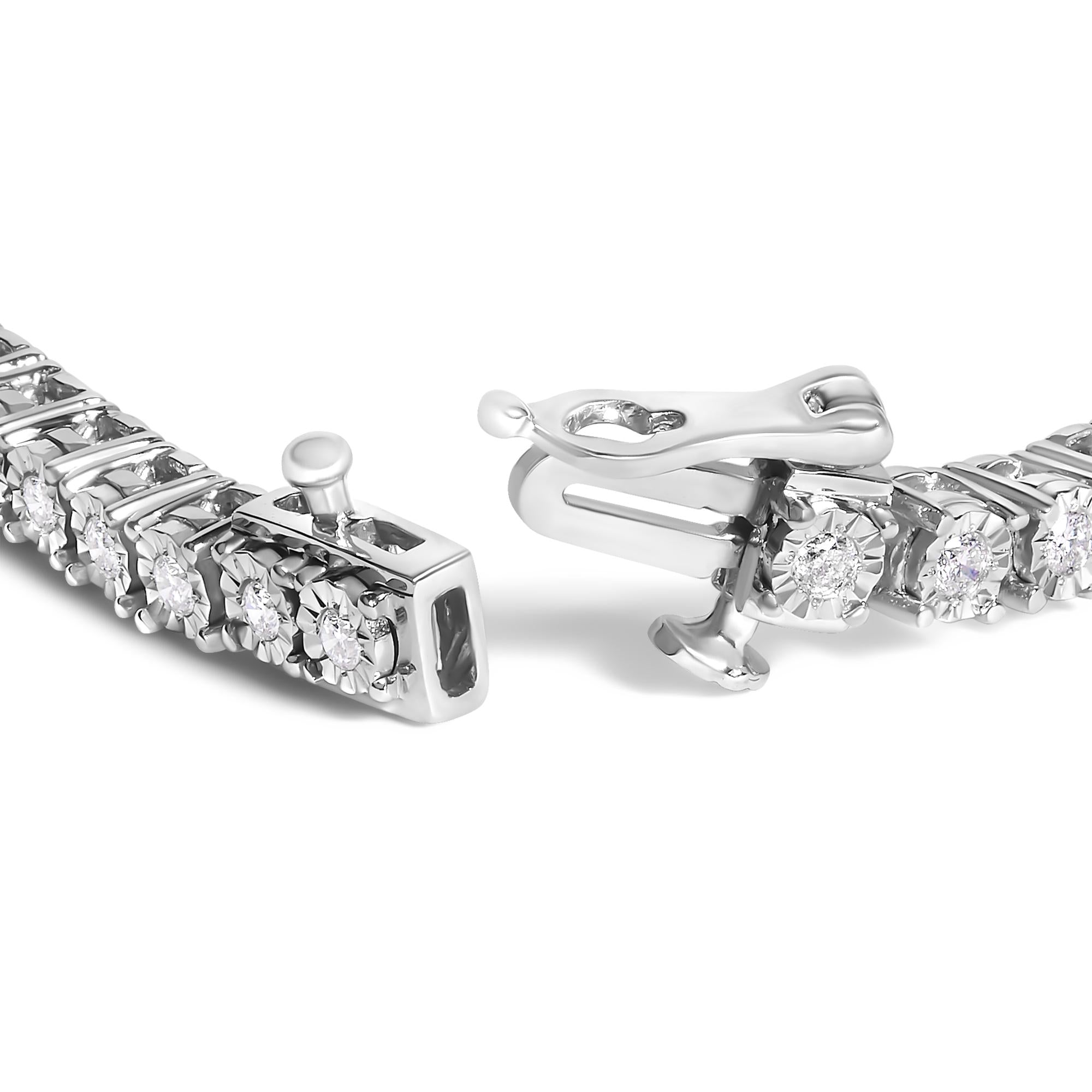 14K White Gold 3.0 Cttw Lab Grown Diamond Illusion-Set Miracle Plate Tennis Bracelet (F-G Color, VS1-VS2 Clarity) - Size 7.25"-1