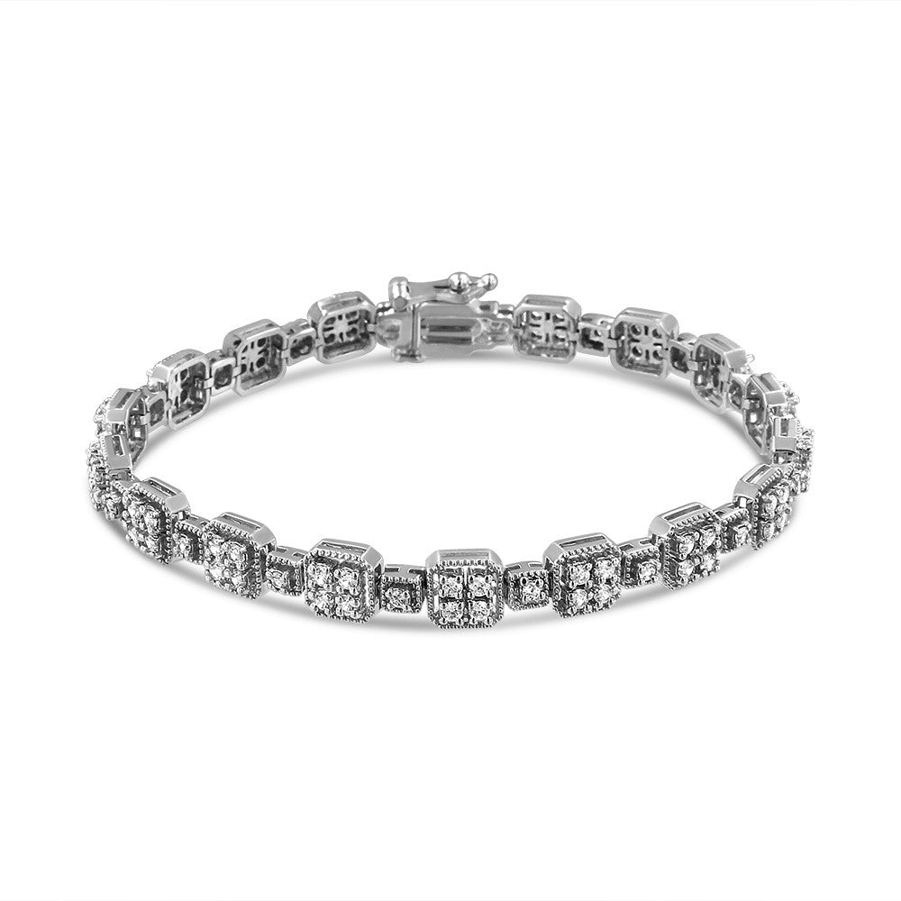 10K Gold 2.0 Cttw Diamond Square Link Bracelet (J-K Color, I2-I3 Clarity) - Size 7.25"-1