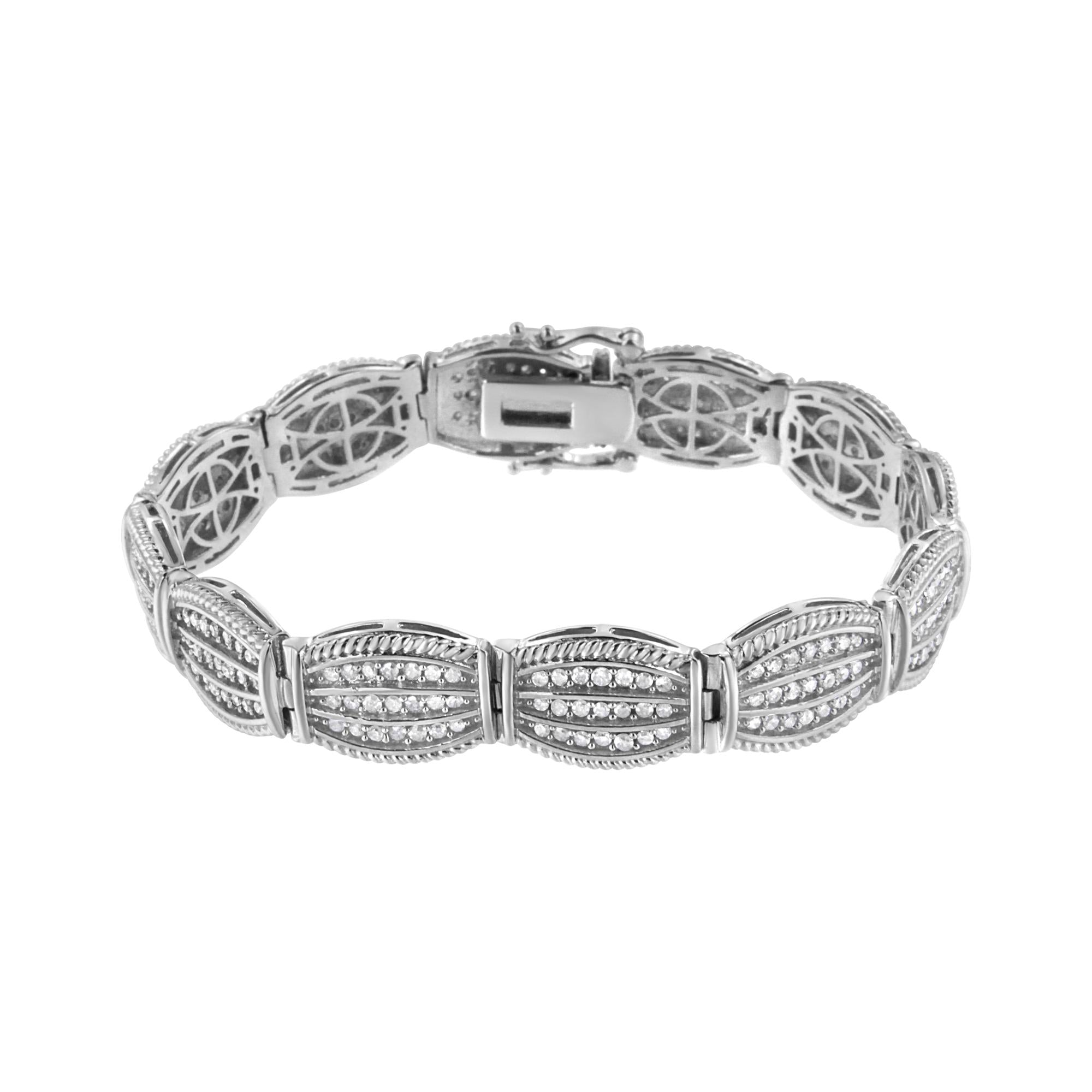.925 Sterling Silver 3.0 Cttw Prong Set Diamond Art Deco Style Tennis Bracelet (I-J Color, I2-I3 Clarity) - 7.25"-1