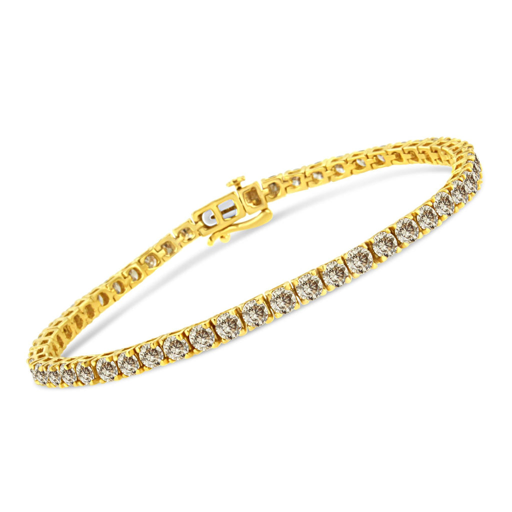 14K Yellow Gold Plated .925 Sterling Silver 8.0 Cttw Diamond Classic Link Tennis Bracelet (K-L Color, I2-I3 Clarity) - 7-1/4"-1