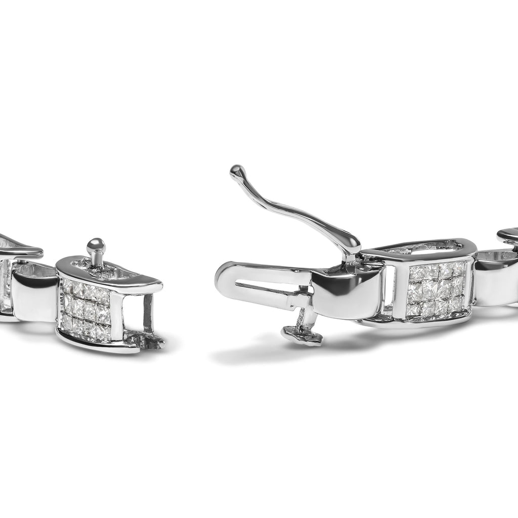 14K White Gold 2.00 Cttw Princess Diamond Invisible Set Link Bracelet (H-I Color, SI2-I1 Clarity) - 7"-1