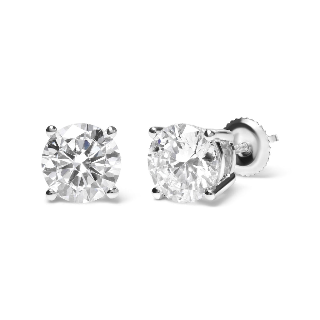 IGI Certified 14K White Gold 5.00 Cttw Round Brilliant-Cut Lab Grown Diamond Classic 4-Prong Stud Earrings with Screw Backs (F-G Color, SI1 Clarity)-1