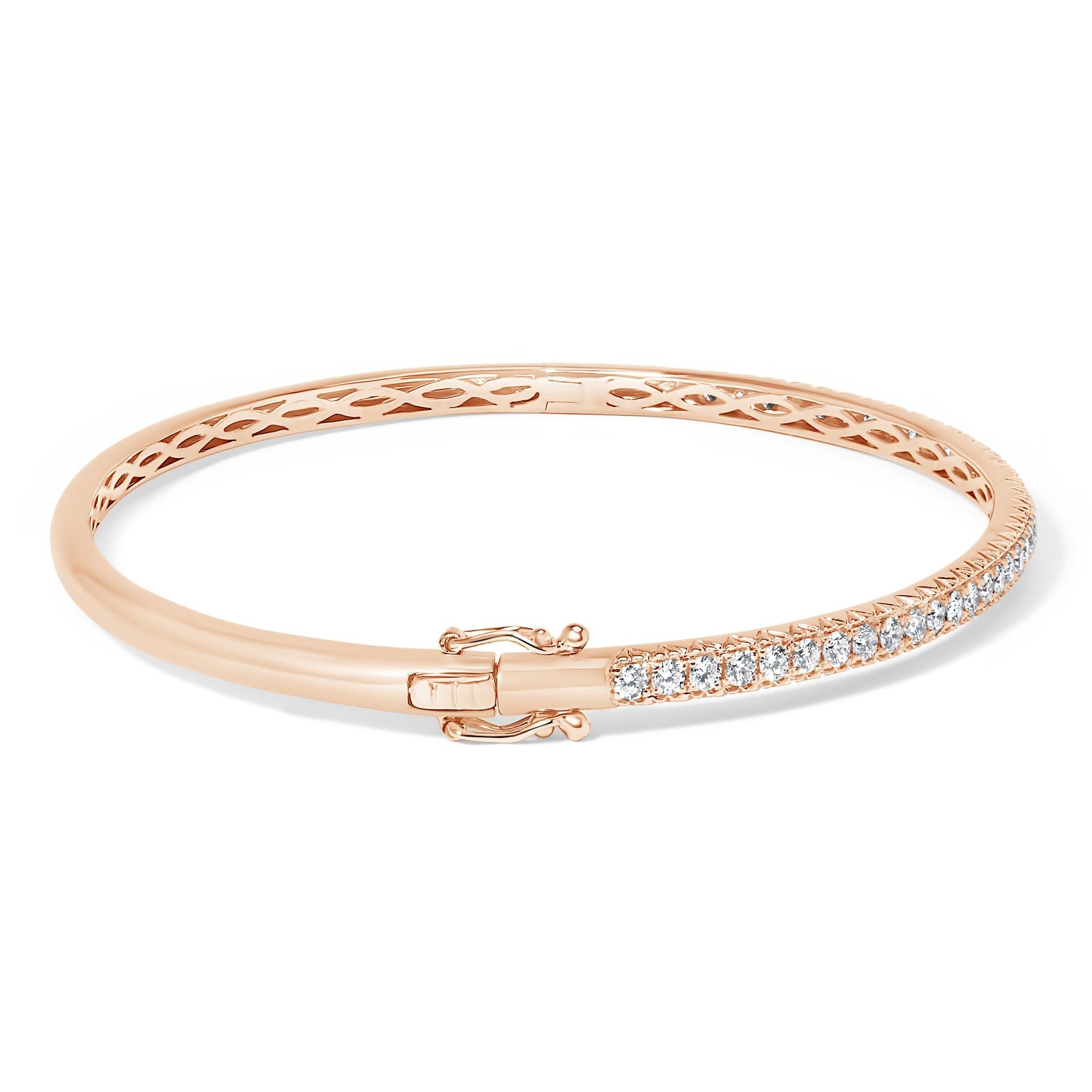 14K Gold 1.00 Cttw Half Eternity Diamond Bangle Bracelet (G-H Color, SI2-I1 Clarity) - 7" Inches-3