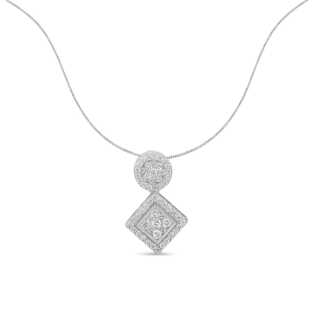 14K White Gold 1 cttw Diamond Pendant Necklace (H-I, I1-I2)-1