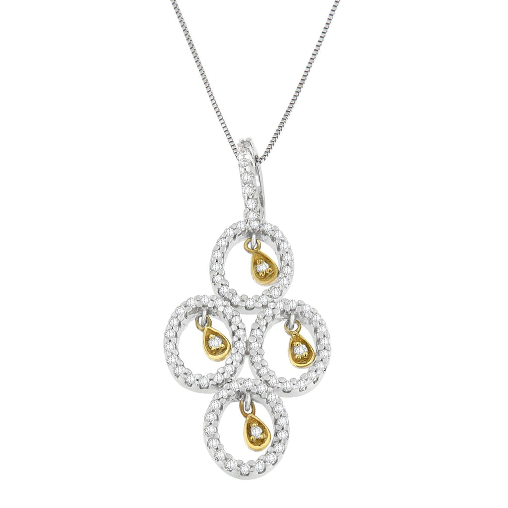 14K Two- Toned Gold 2/5 cttw Round Diamond Pendant Necklace (H-I, I1-I2)-1