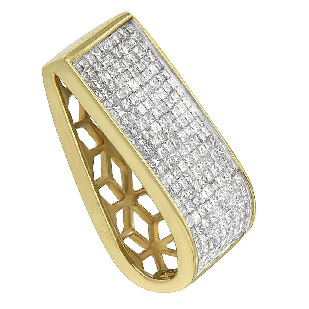 14K Yellow Gold Princess Cut Diamond Block Pendant Necklace (2 5/8 cttw, H-I Color, SI2-I1 Clarity)-1