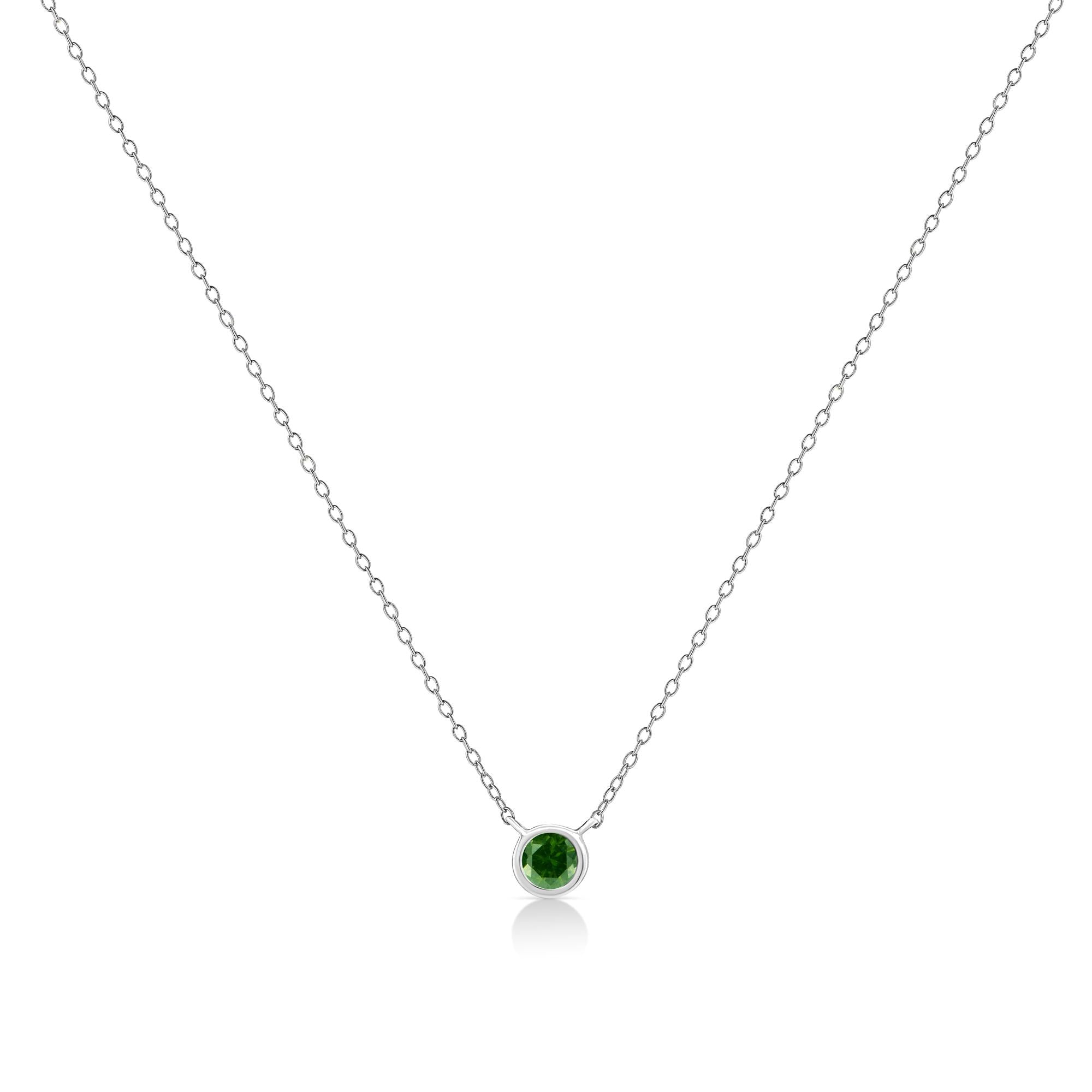 .925 Sterling Silver 1/10 Cttw Colored Diamond Suspended Bezel-Set Solitaire 16"-18" Adjustable Pendant Necklace (Color Enhanced, I1-I2 Clarity)-4