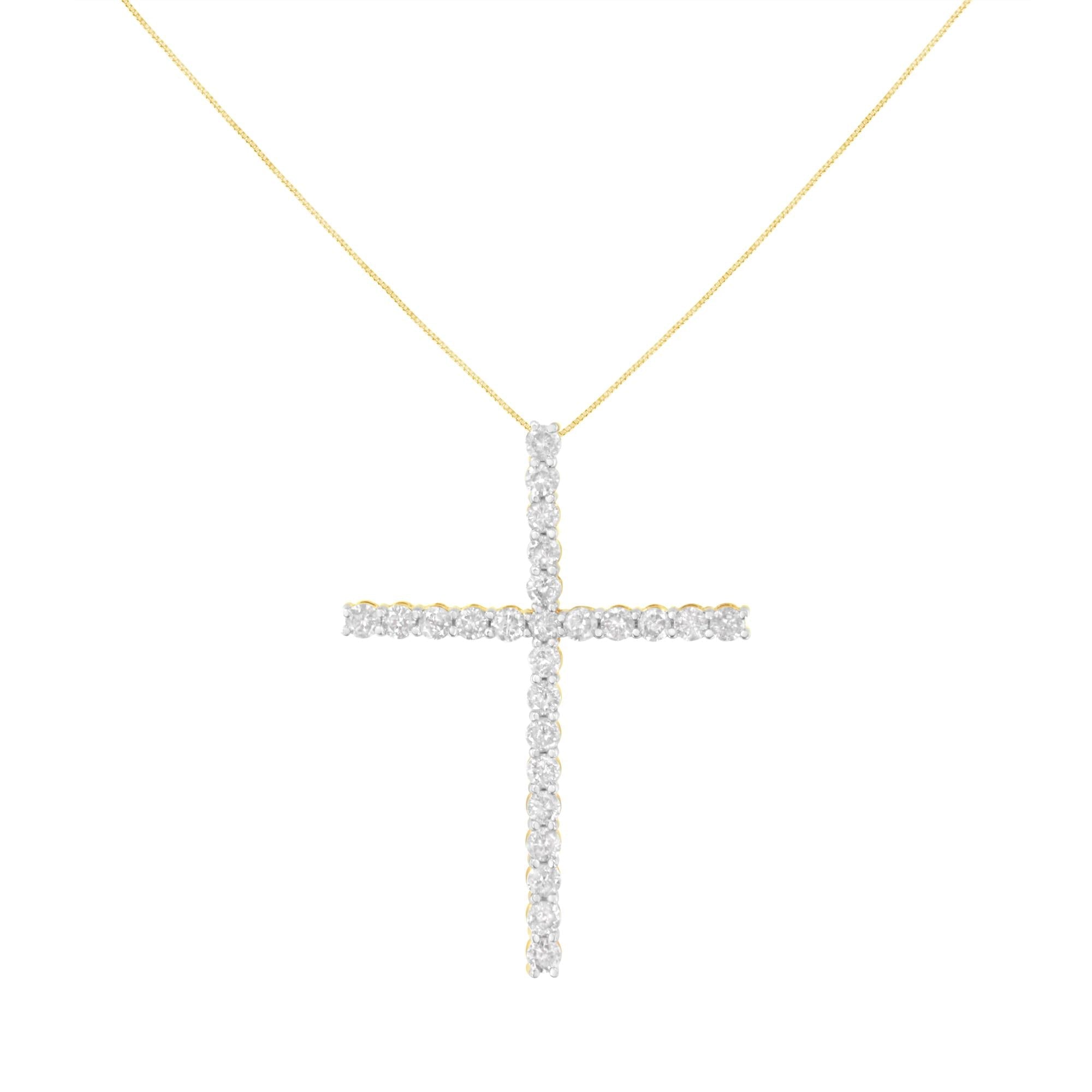 .925 Sterling Silver 3.0 Cttw Round Shape Diamond 1-1/2" Cross Pendant with Box Chain Necklace (J-K Color, I2-I3 Clarity) - 18"-3