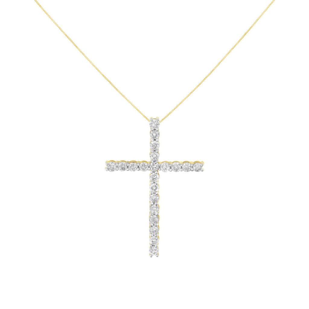 10K Yellow Gold Plated .925 Sterling Silver 4.0 Cttw Round Cut Diamond Cross Pendant Necklace (J-K Color, I1-I2 Clarity) - 18"-1
