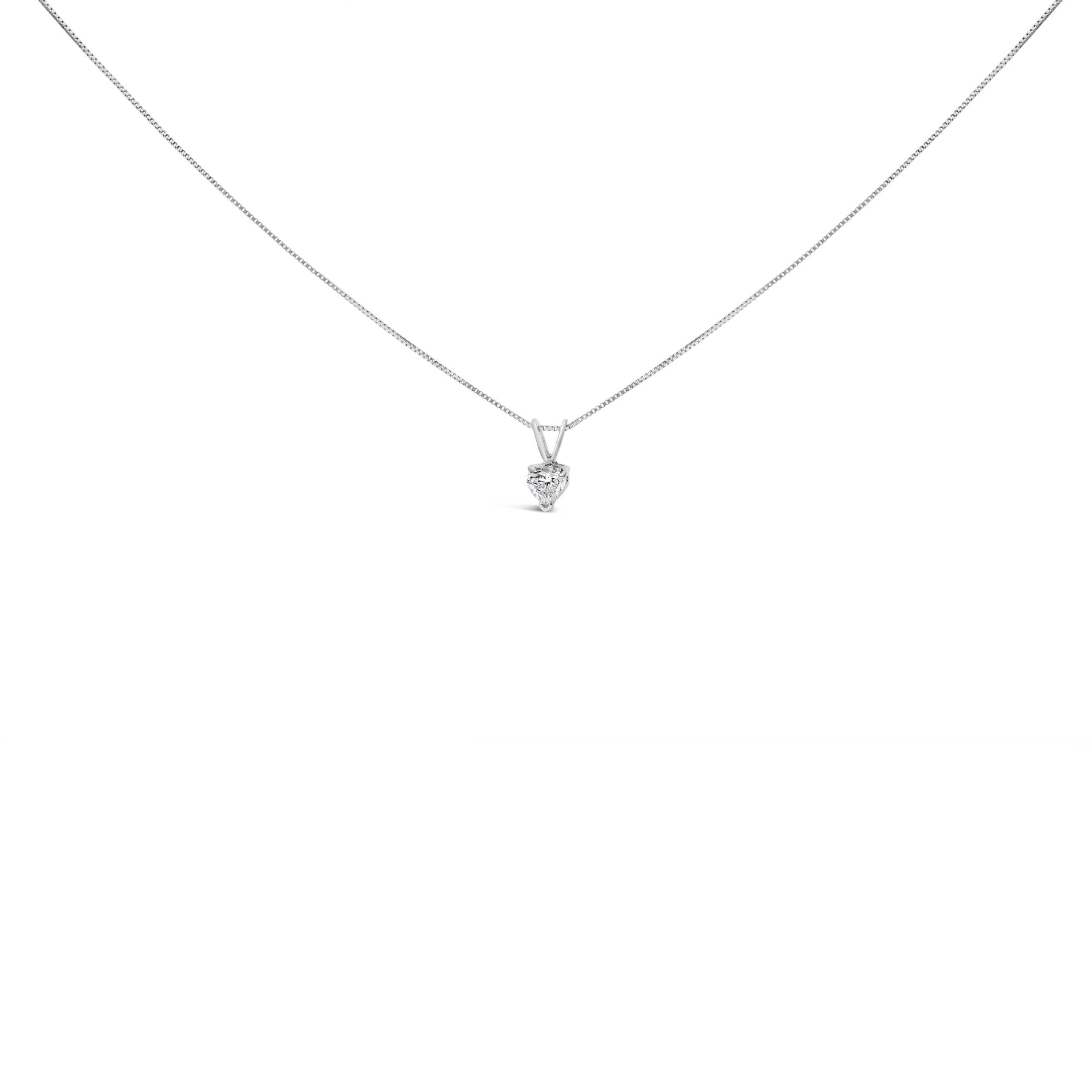 14K White Gold 3-Prong Set Heart Shaped Solitaire Lab Grown Diamond 18" Pendant Necklace (F-G Color, VS2-SI1 Clarity)-4