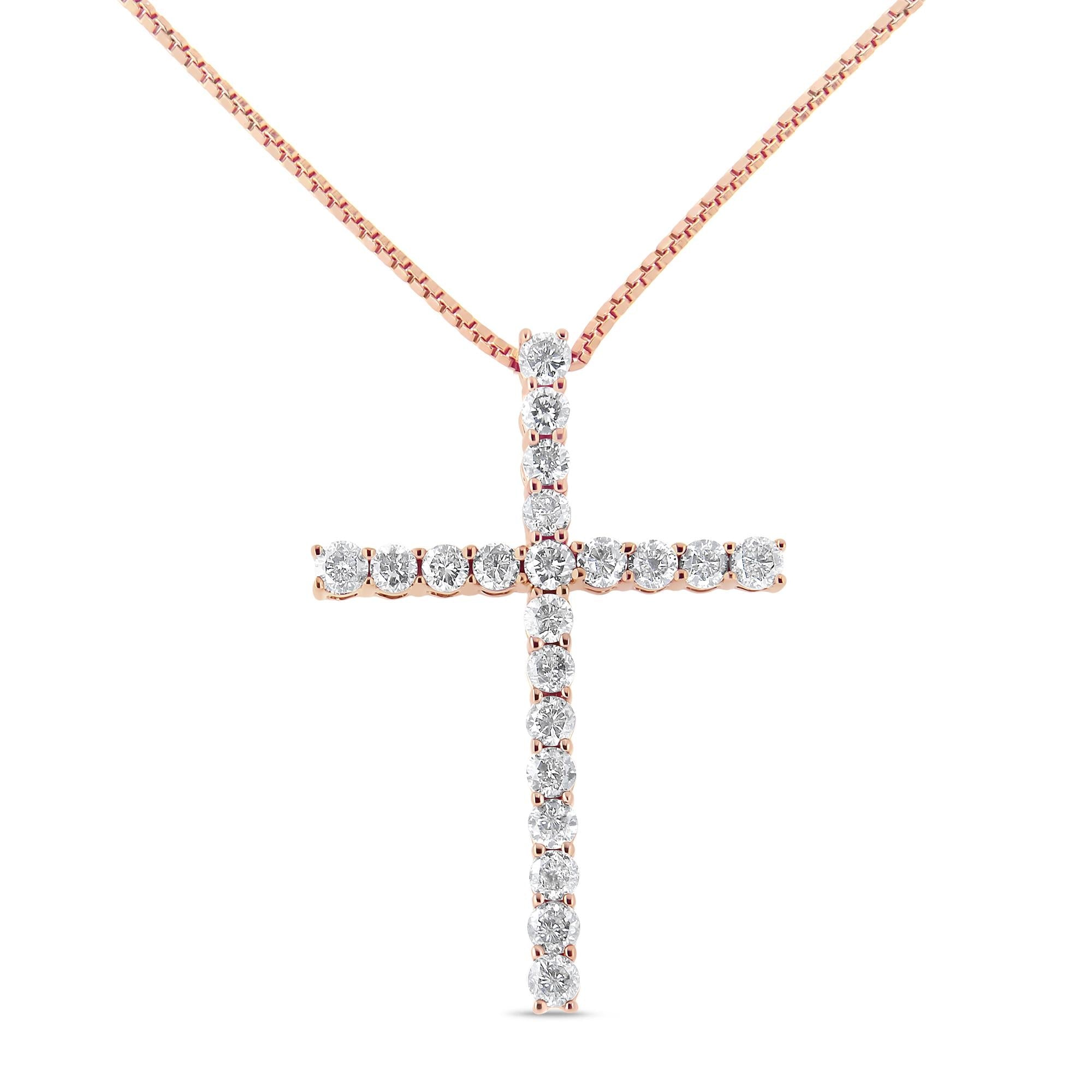 .925 Sterling Silver 1.0 Cttw Champagne Diamond Gold Cross Pendant Necklace for Women (Champagne Color, I1-I2 Clarity)- 18 inch-3