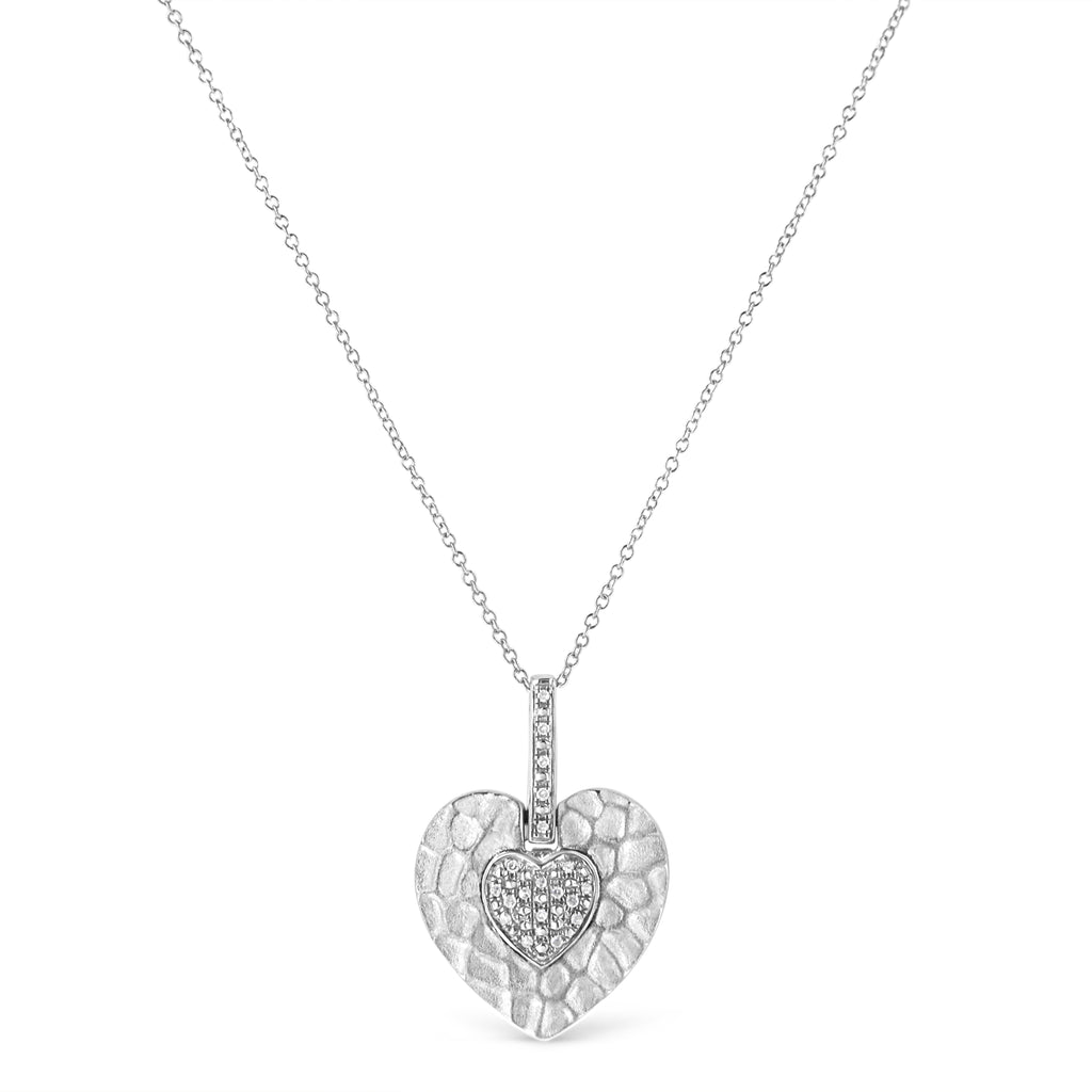 .925 Sterling Silver Pave-Set Diamond Accent Heart Shape 18" Pendant Necklace (I-J Color, I1-I2 Clarity)-1