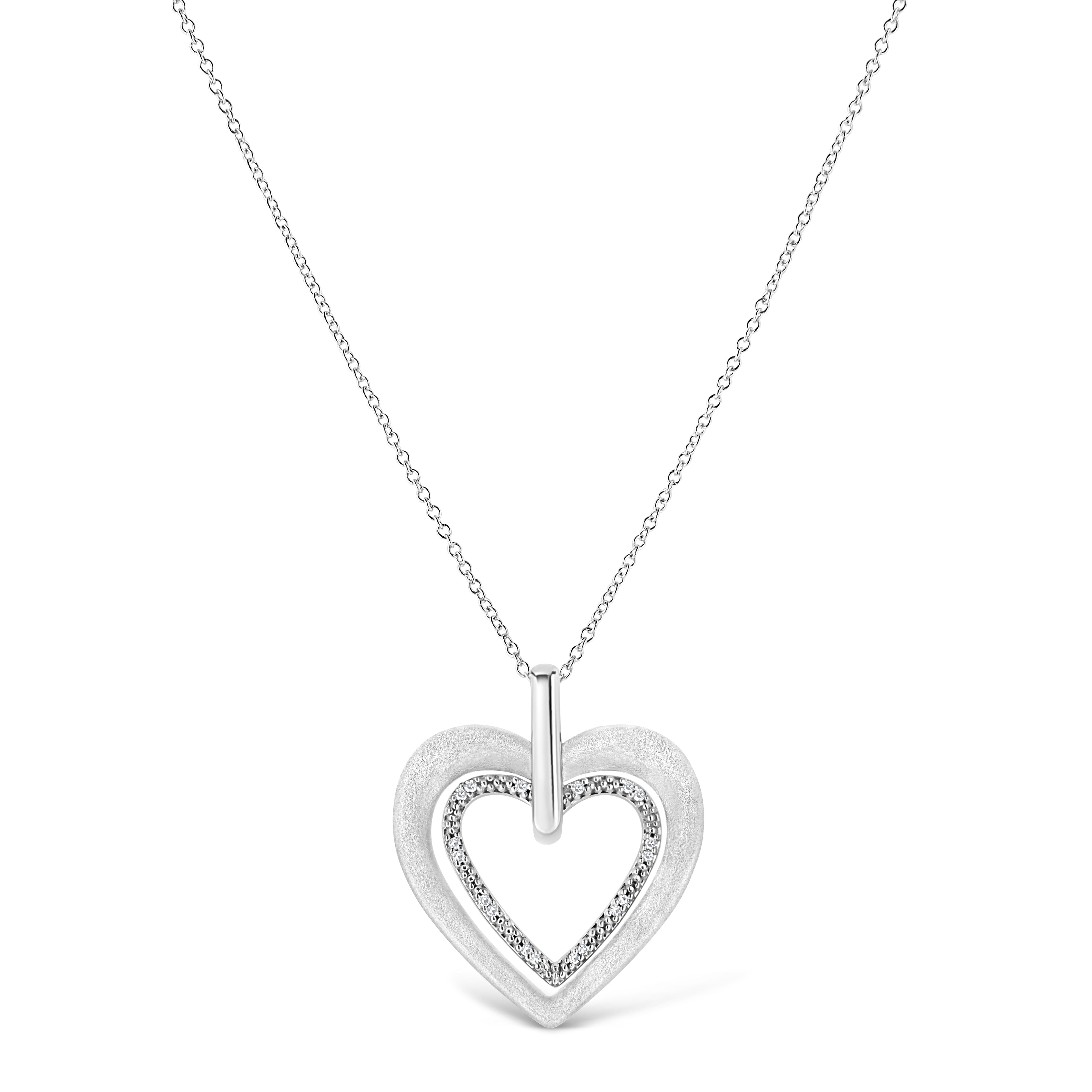 .925 Sterling Silver Prong-Set Diamond Accent Double Heart 18" Pendant Necklace (I-J Color, I1-I2 Clarity)-1