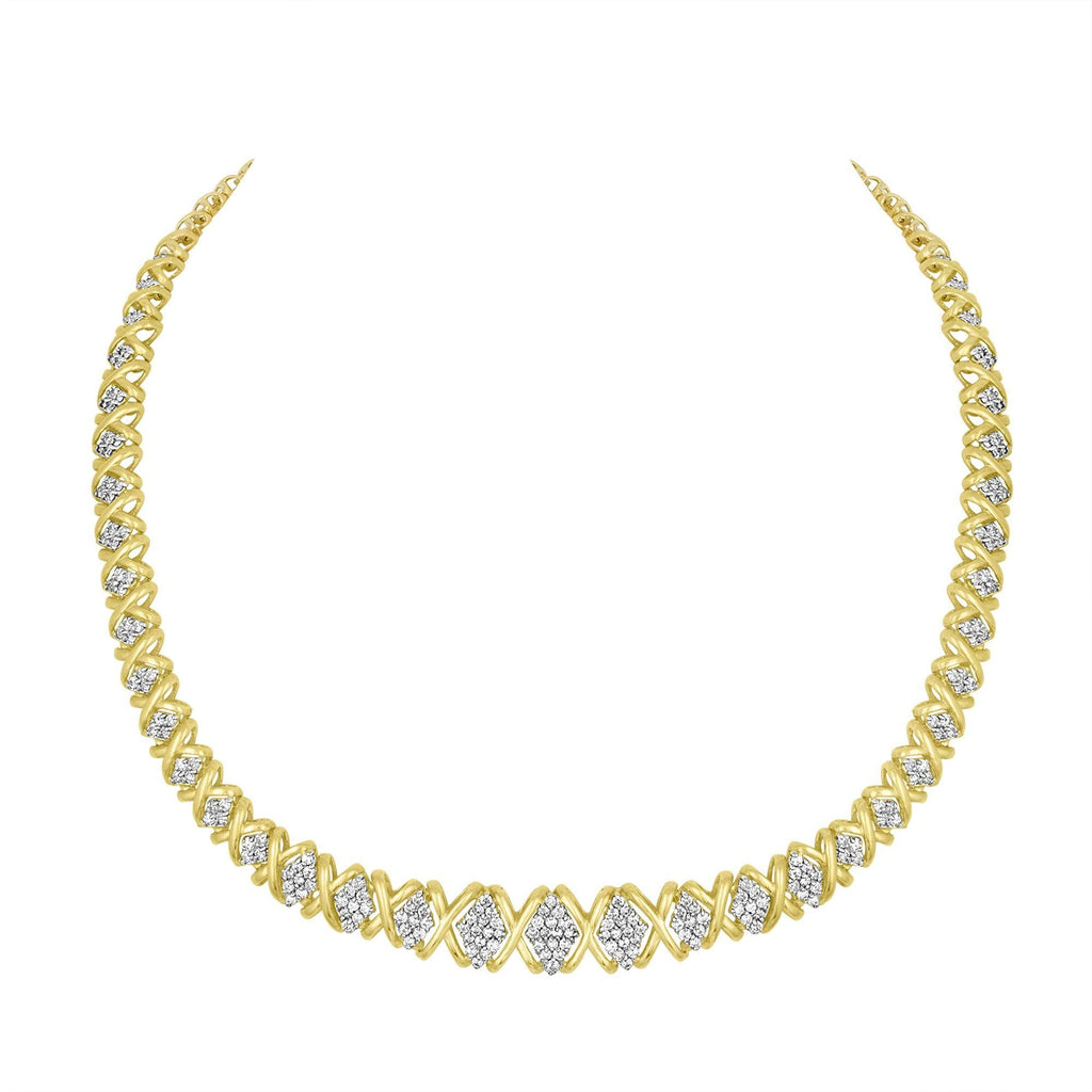 10K Yellow Gold 4 cttw Brilliant Round-Cut Diamond Graduating Riviera Statement Necklace (H-I Color, I2-I3 Clarity)-1