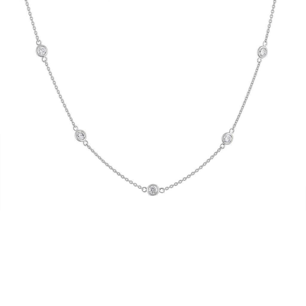 14K Gold Diamond Station Necklace (1 1/10 cttw, H-I Color, VS2-SI1 Clarity)-2