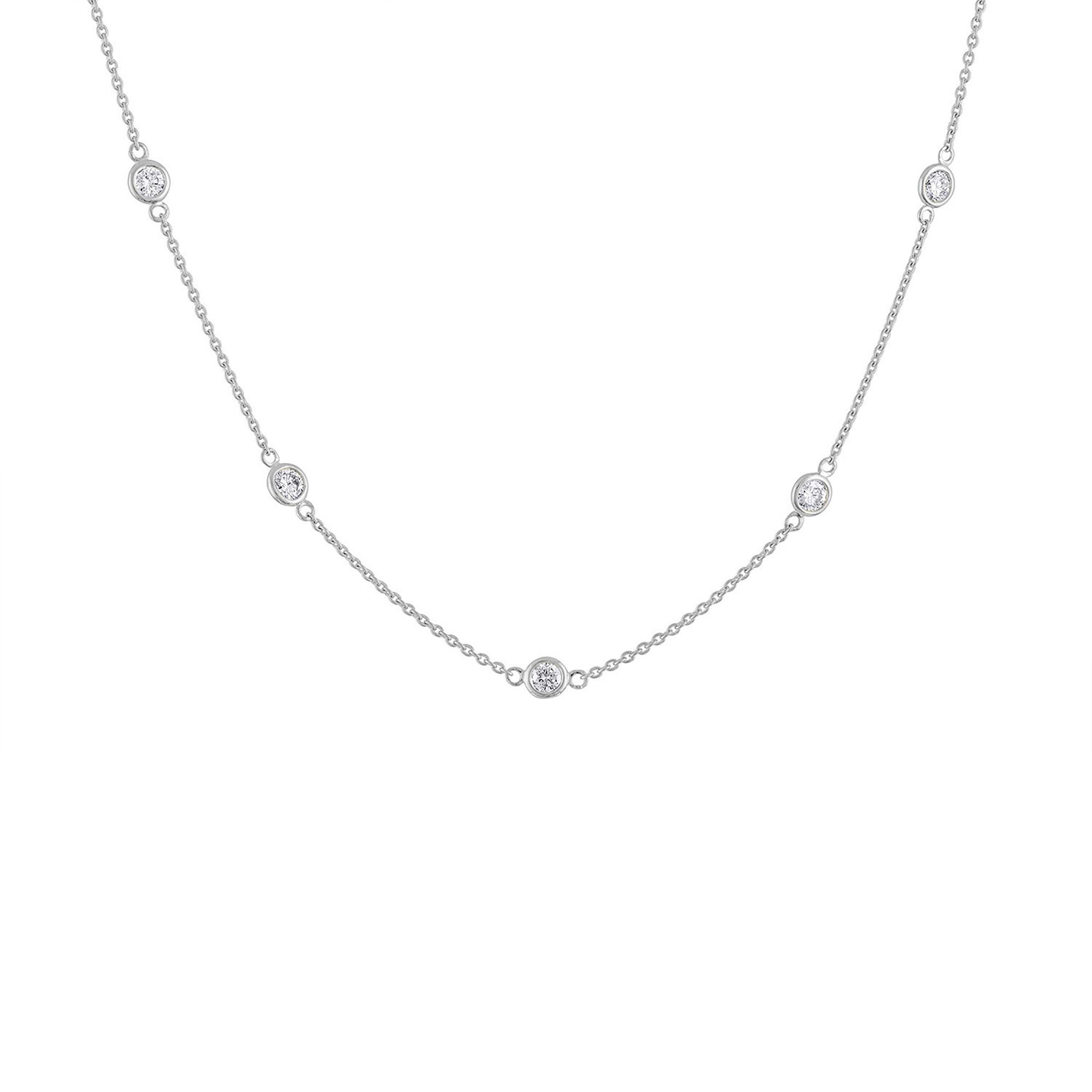 14K Gold Diamond Station Necklace (1 1/10 cttw, H-I Color, VS2-SI1 Clarity)-2
