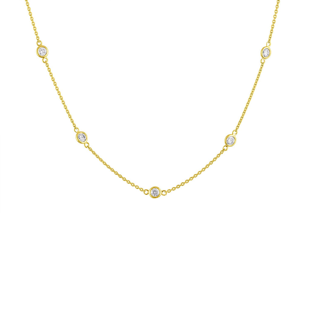 14K Gold Diamond Station Necklace (1 1/10 cttw, H-I Color, VS2-SI1 Clarity)-3