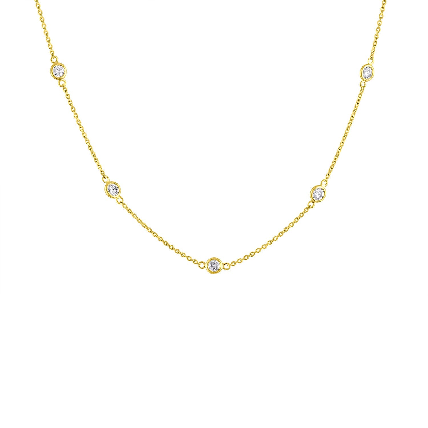 14K Gold Diamond Station Necklace (1 1/10 cttw, H-I Color, VS2-SI1 Clarity)-3