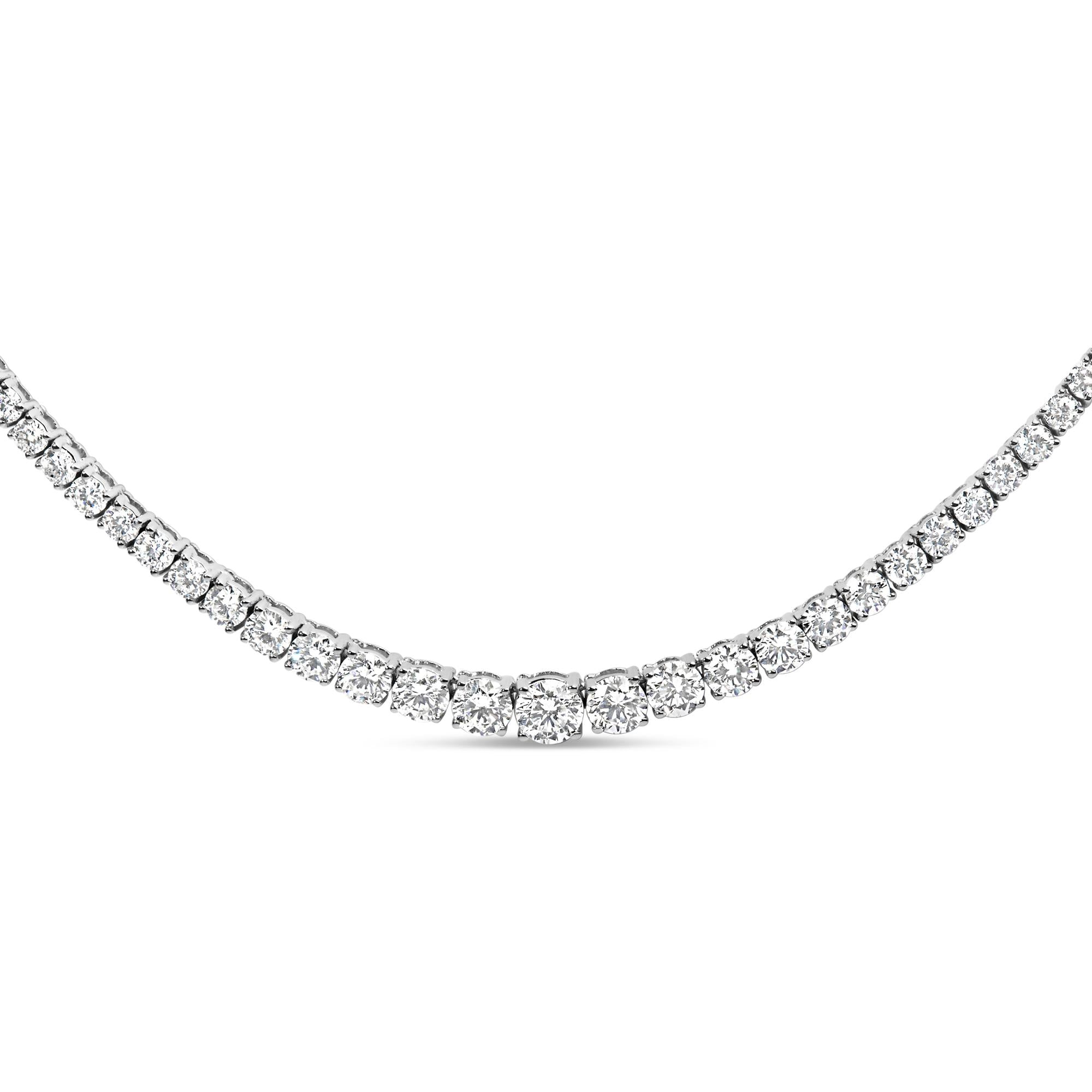 14K White Gold 10.0 Cttw Graduated Lab-Grown Diamond Tennis Necklace (F-G Color, VS2-SI1)  - 18" Inches-1