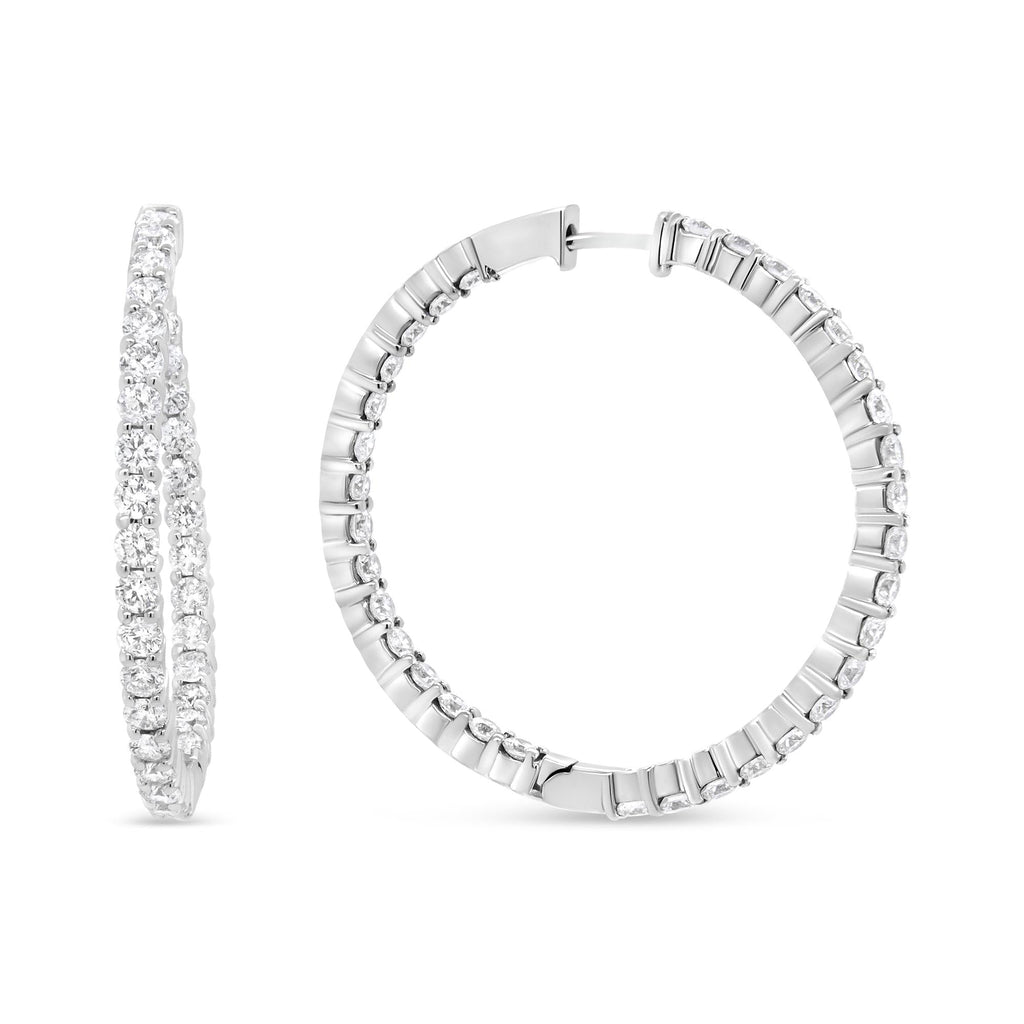 18K White Gold 3 5/8 Cttw Round Diamond Curved Inside-Outside Hoop Earrings (F-G Color, VS1-VS2 Clarity)-1
