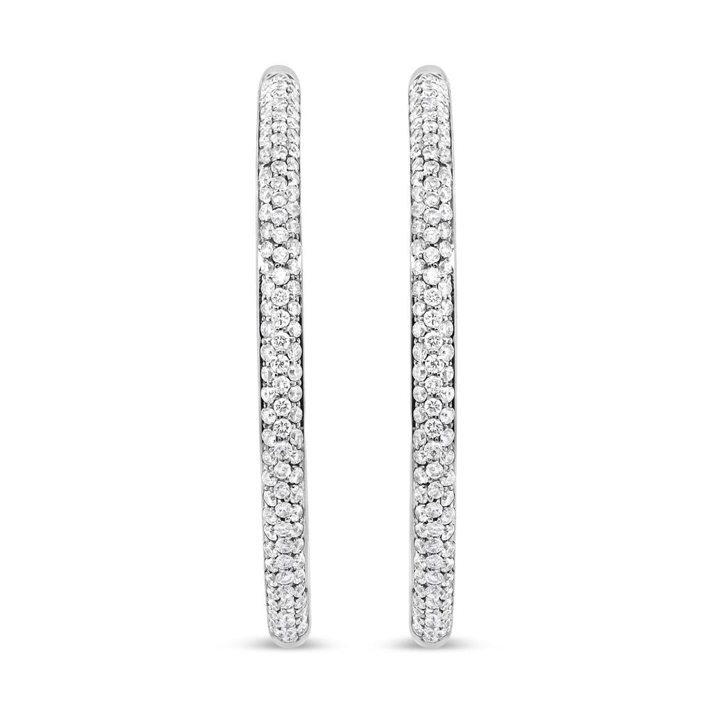 18K White Gold 2.00 Cttw Round-Cut Diamond Inner-Outer Hoop Earrings (F-G Color, VS1-VS2 Clarity)-1
