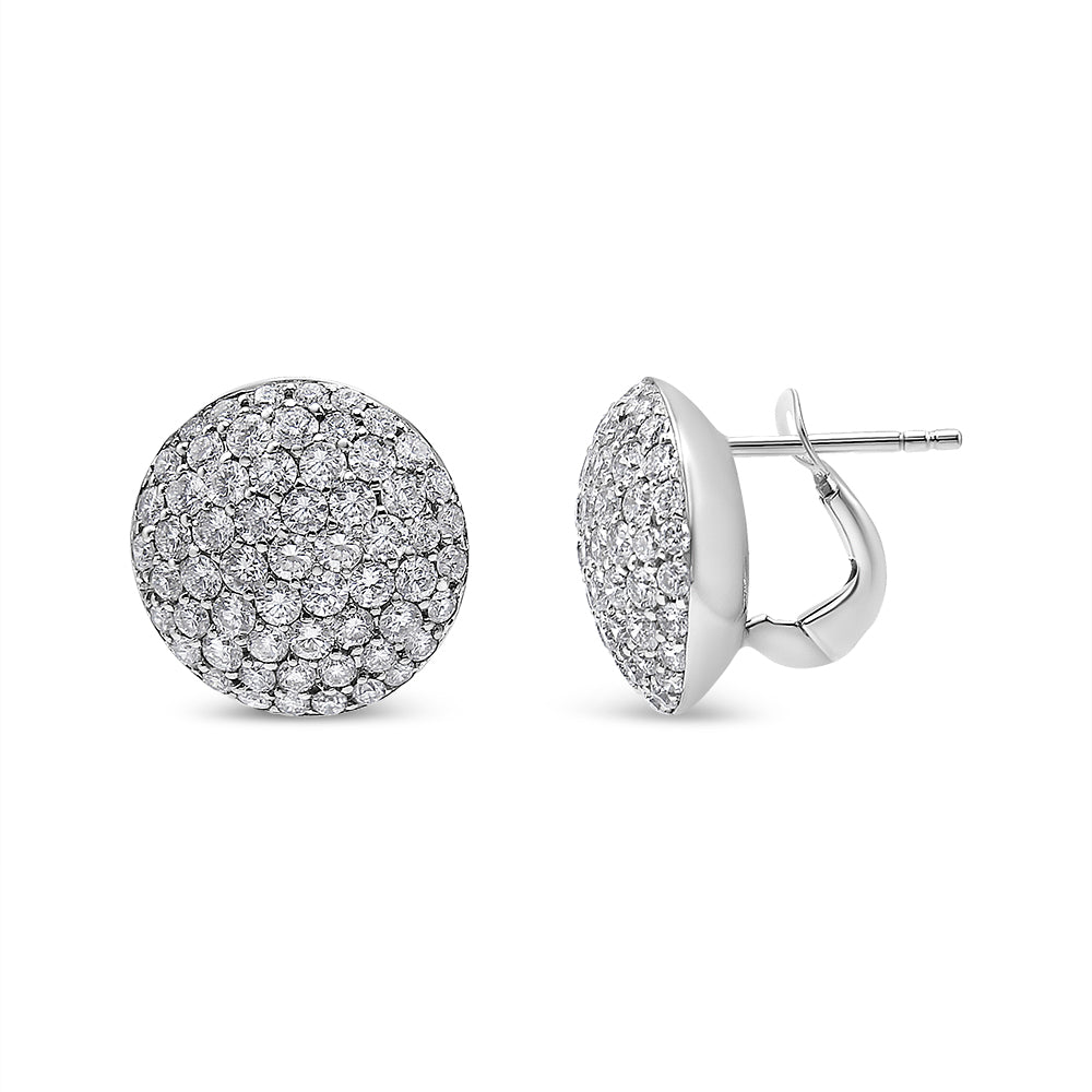 18K White Gold 3 1/2 Cttw Shared Prong Set Diamond Cluster Composite Disc Stud Earrings (F-G Color, VS1-VS2 Clarity)-1