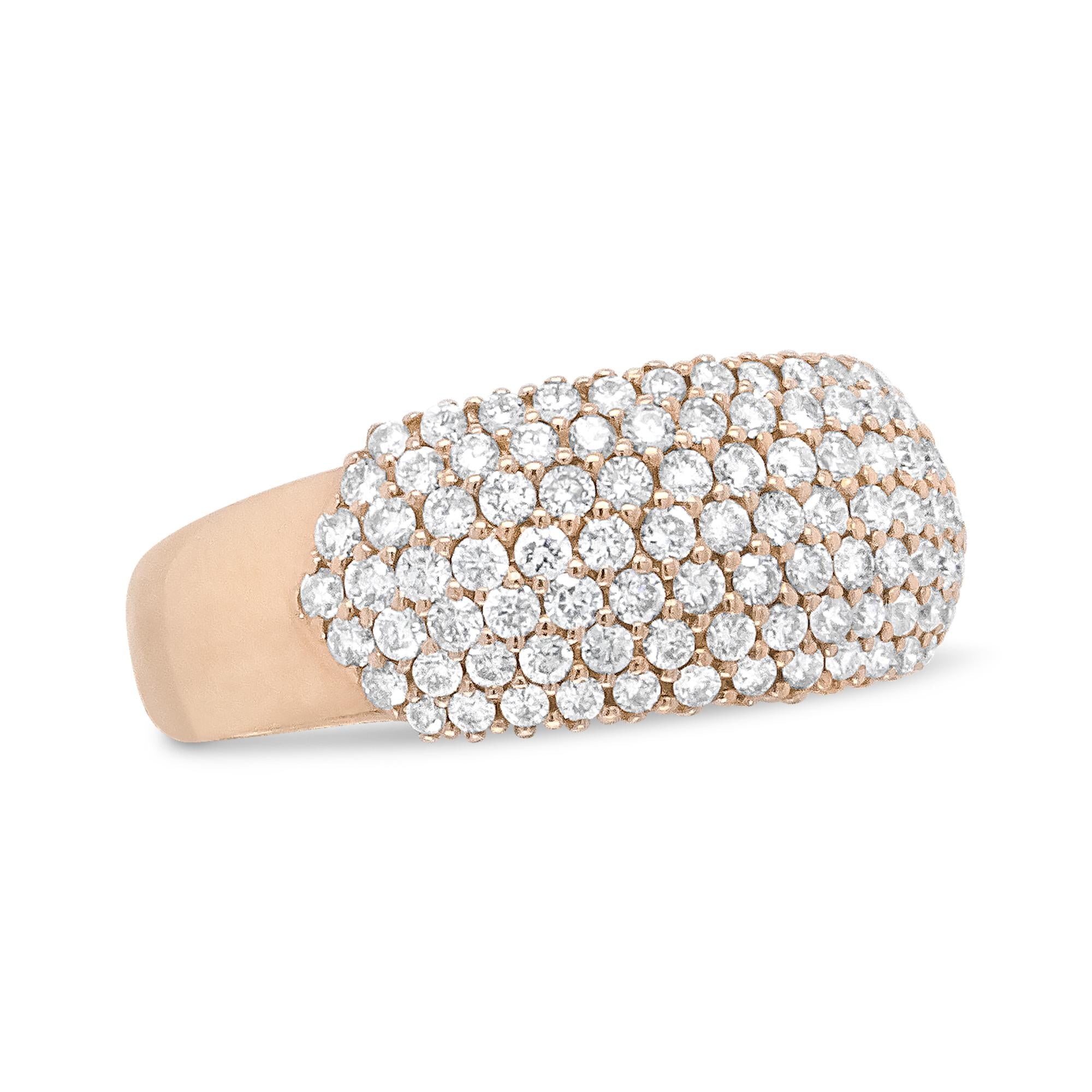18K Rose Gold 1.00 Cttw Diamond Multi Row Dome Band Ring (F-G Color, VS1-VS2 Clarity)-1
