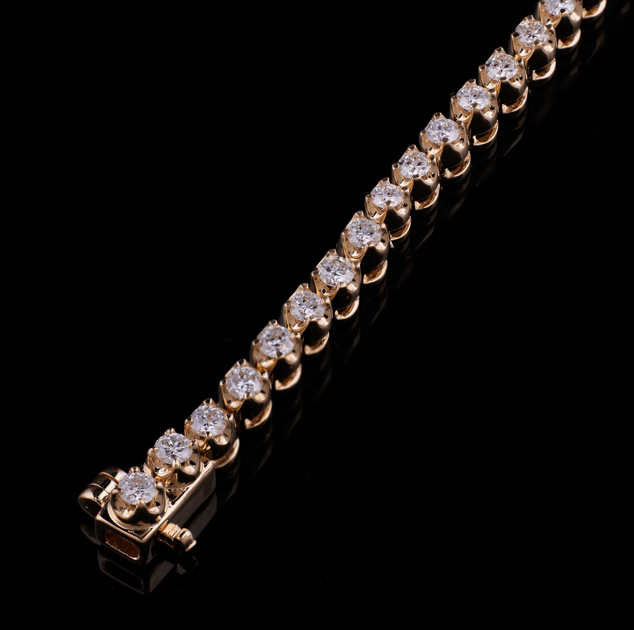 Round Bezel Tennis Bracelet - Gold-1